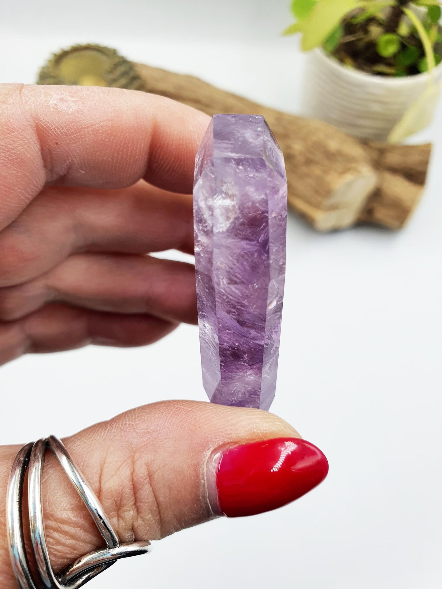 Faceted Amethyst Heart - Spiritual Protection & Intuition Healing Crystal Carving- 55g