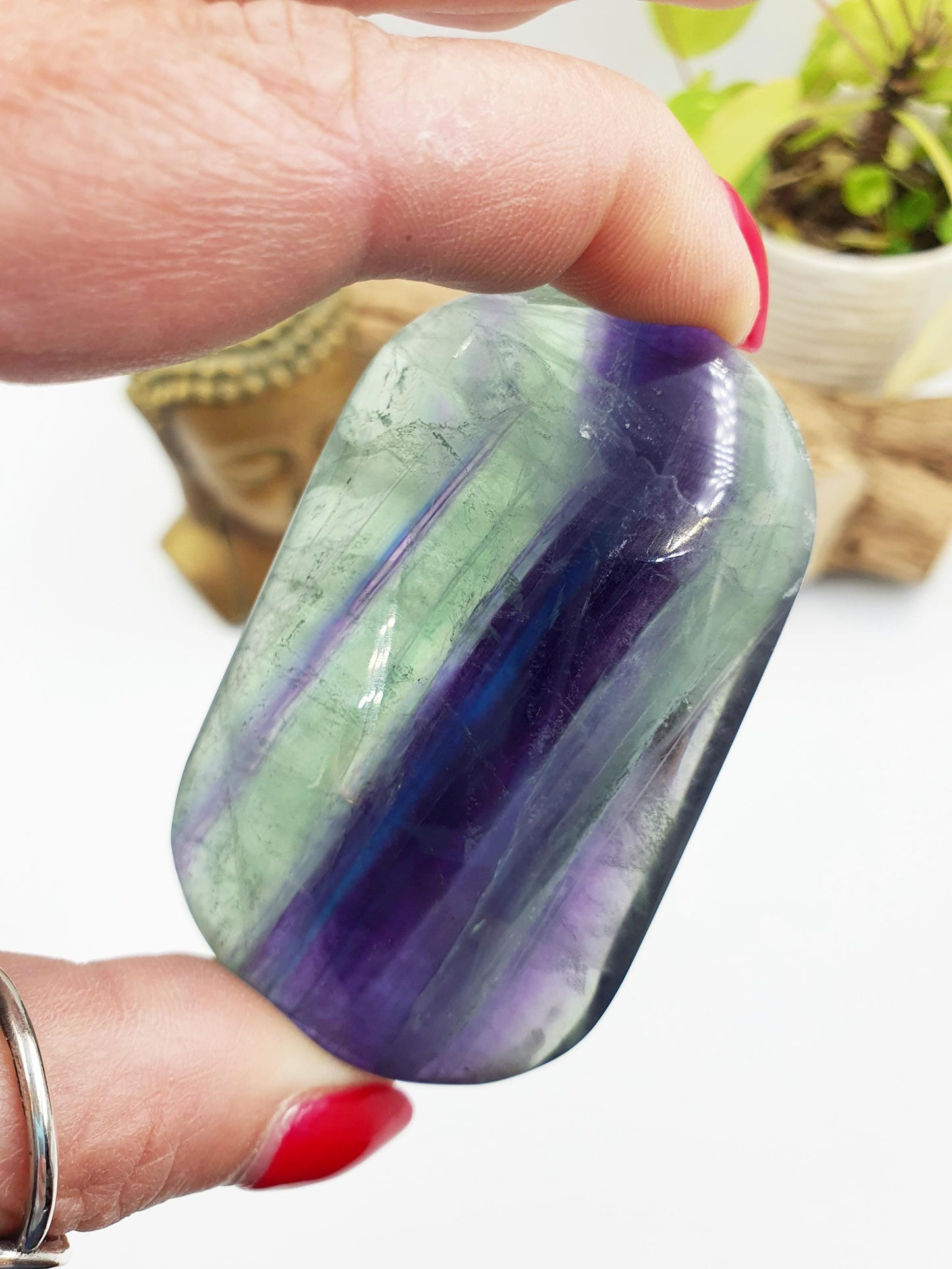 Fluorite Palm Stone - Focus and Clarity Healing Crystal - 160g