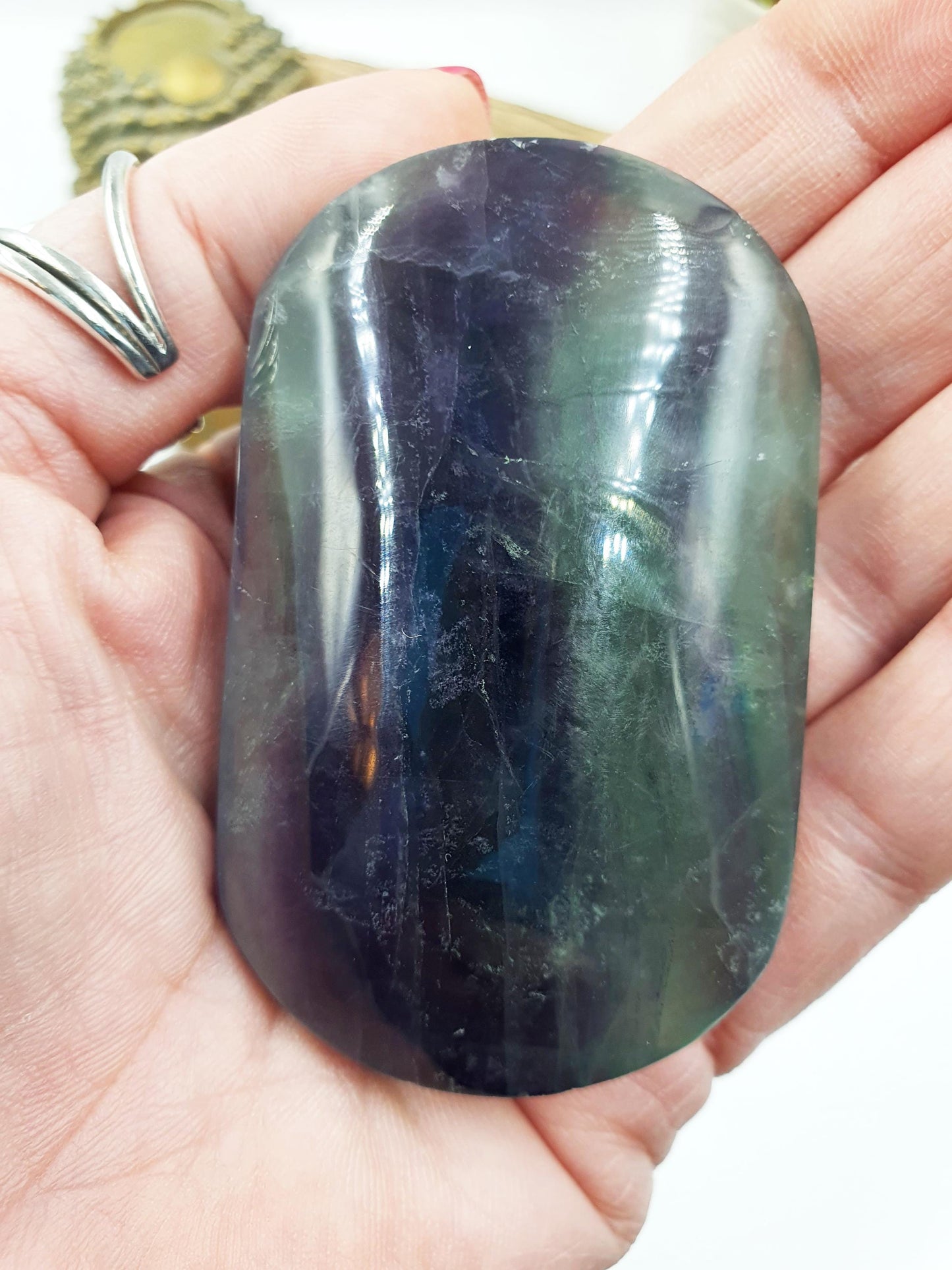 Fluorite Palm Stone - Focus and Clarity Healing Crystal - 160g
