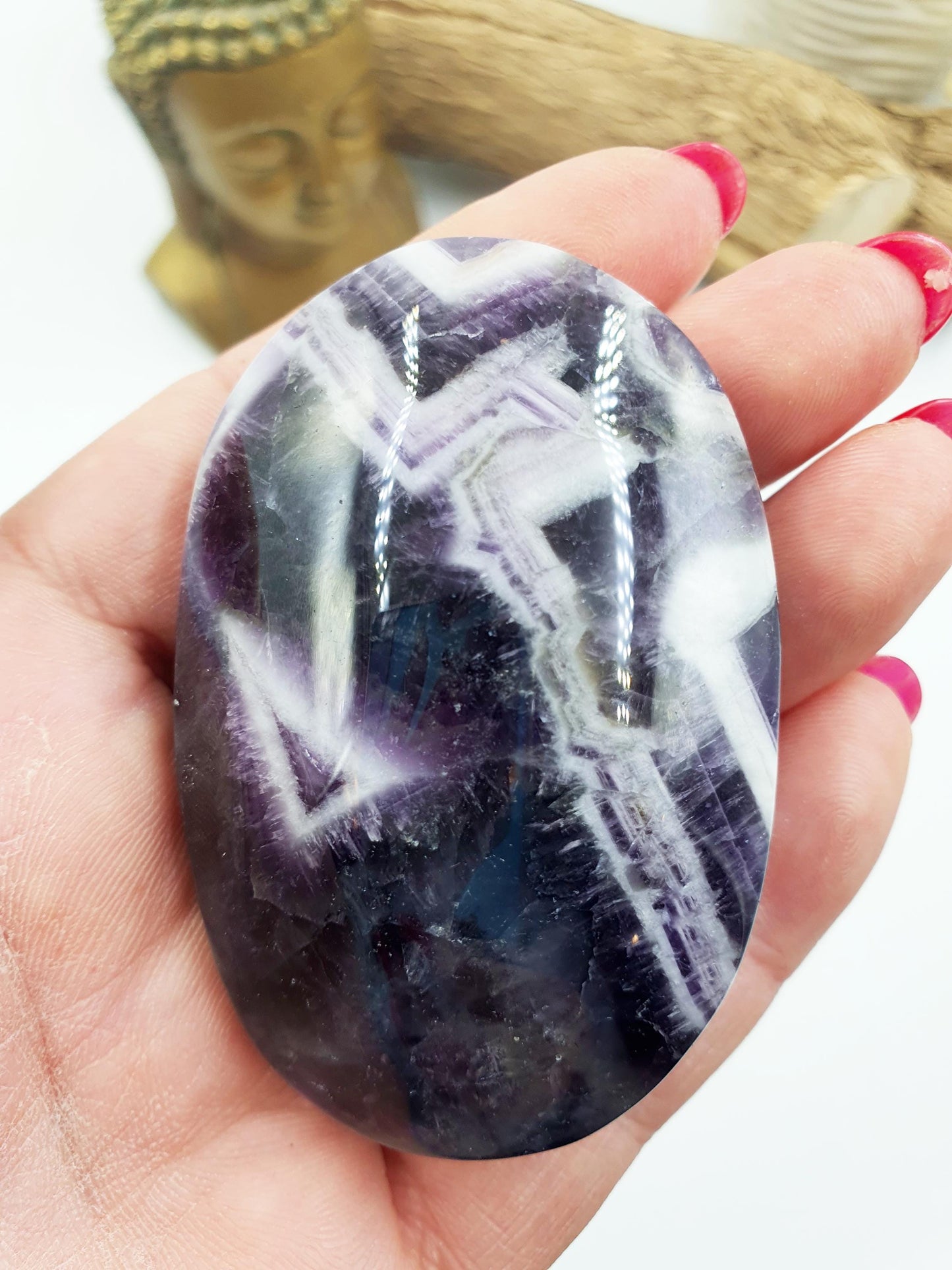 Large Dream Amethyst Palm Stone - Intuition & Spiritual Protection Crystal - 115g