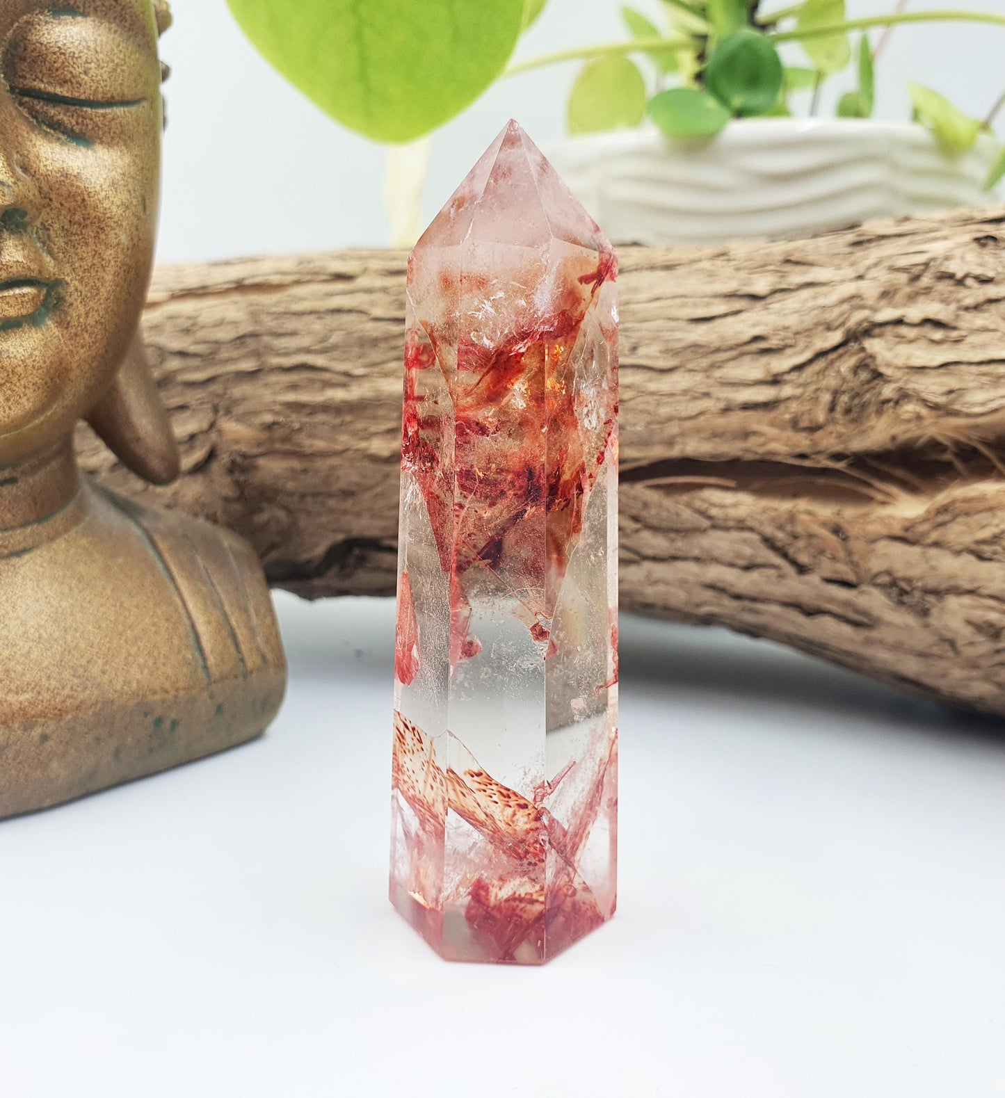Madagascan Fire Quartz (Hematoid) Tower - Grounding & Vitality Crystal Point, 70g