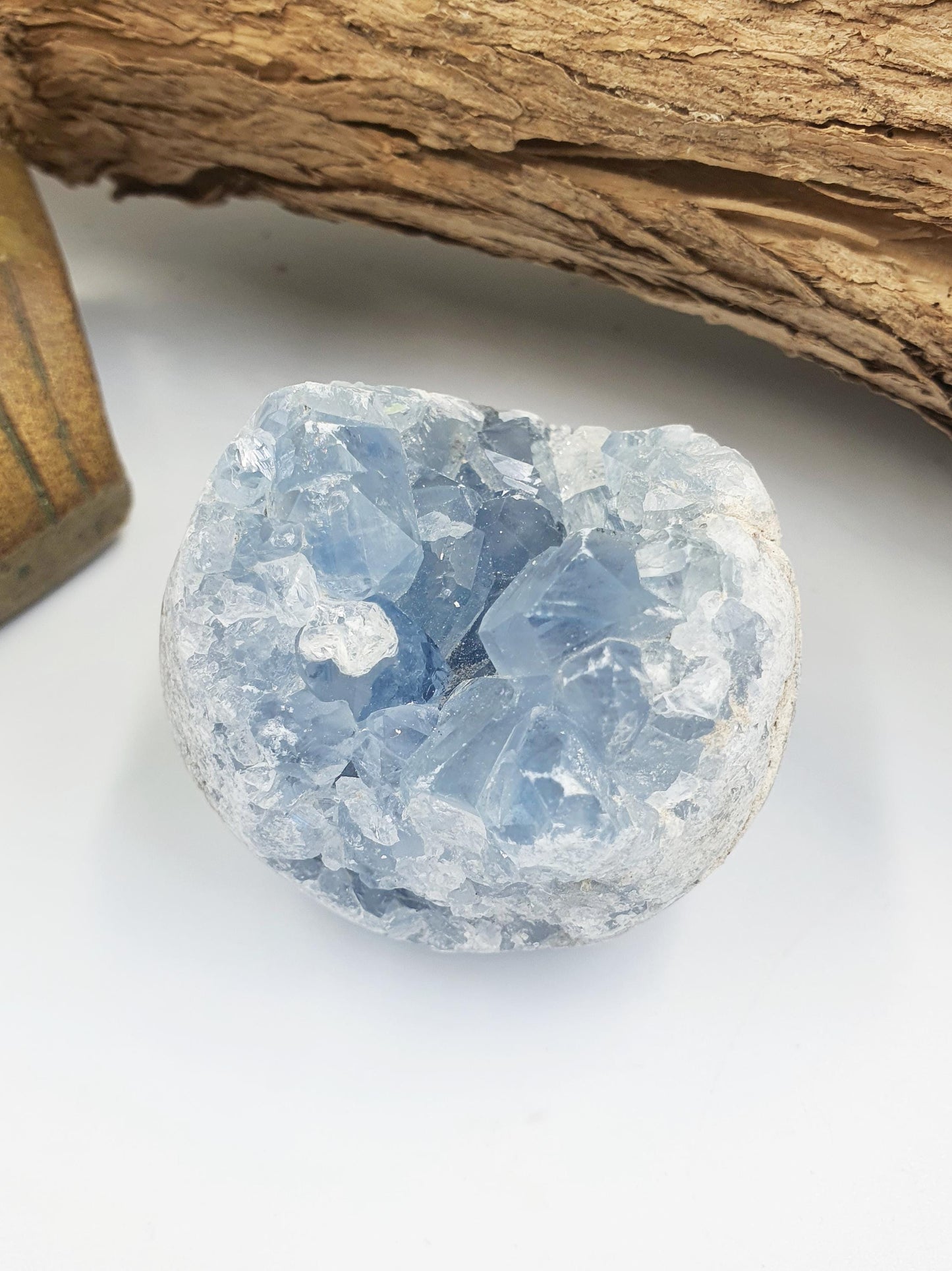 Raw Celestite Geode Specimen - Calming & Angelic Energy Healing Crystal, 190g