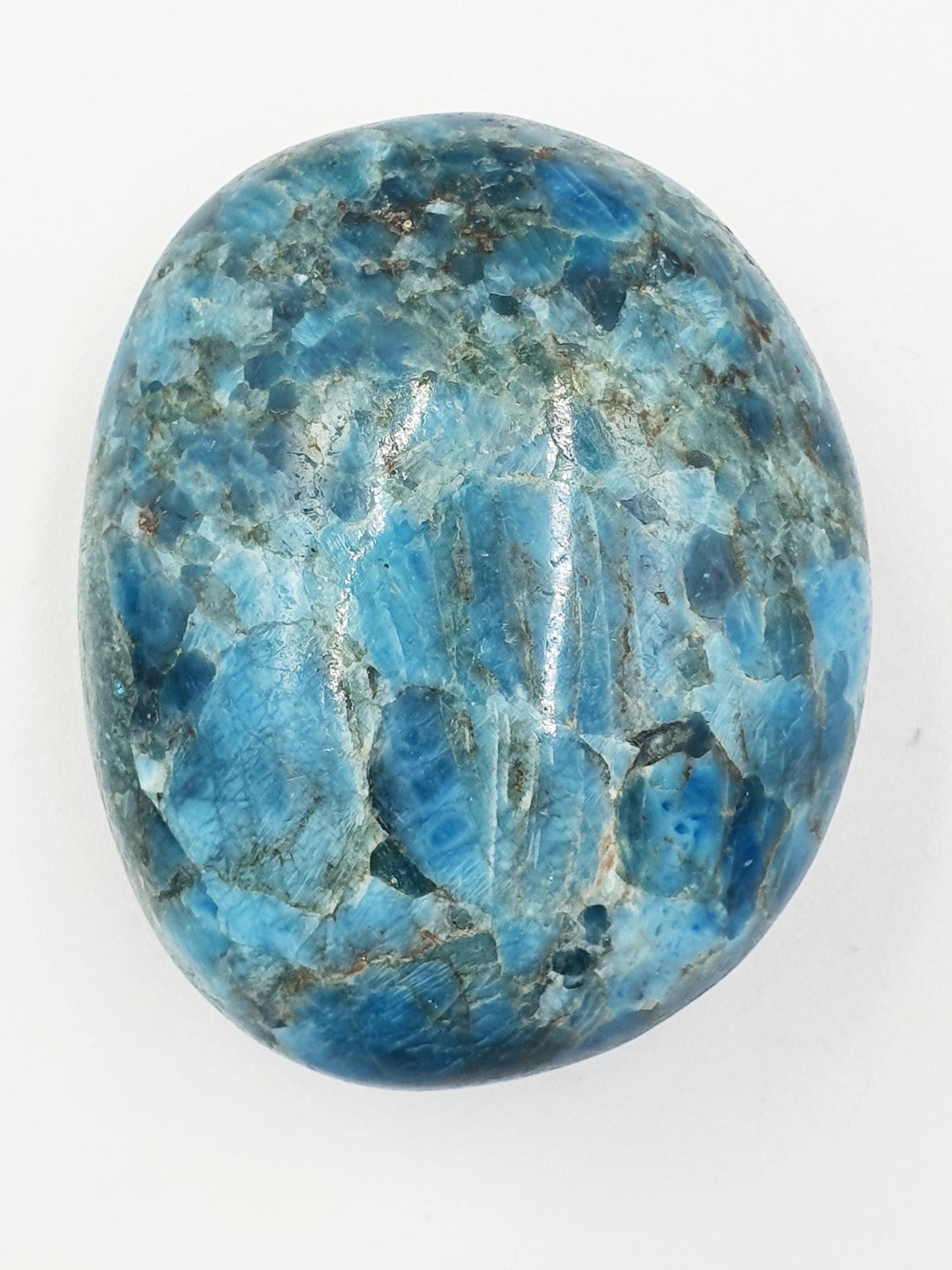 Blue Apatite Palm Stone - Motivation & Focus Healing Crystal - 85g
