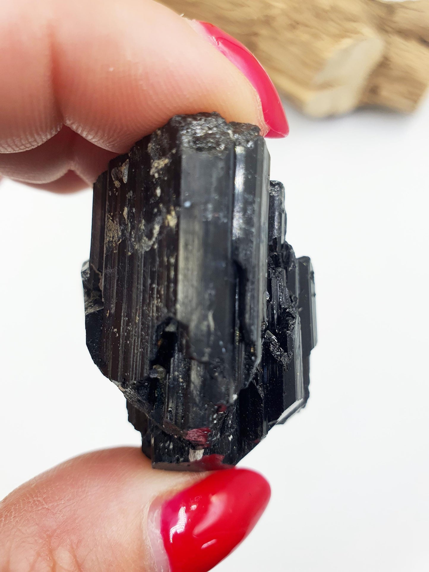 Flashy Raw Zambian Black Tourmaline Specimen - Natural Protection and Grounding Crystal - 65g