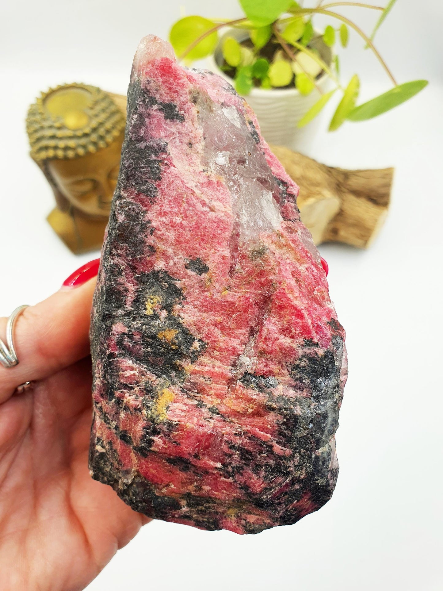 Large Raw Red Rhodonite Specimen - Emotional Healing & Compassion Crystal Chunk, 590g