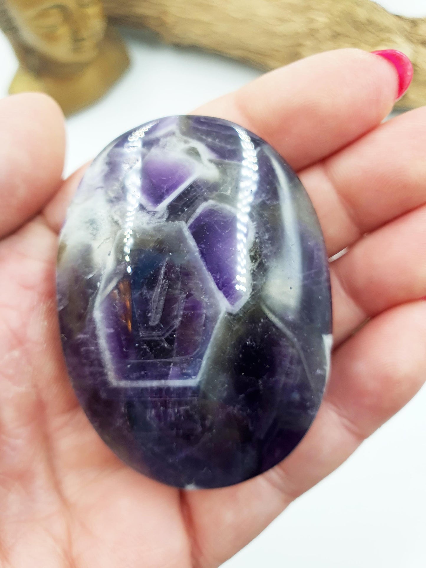 Dream Amethyst Palm Stone - Intuition & Spiritual Protection Crystal - 90g