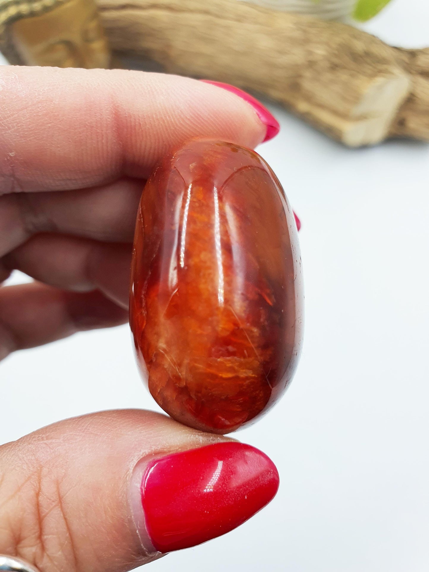 Carnelian Palm Stone - Vitality & Creative Healing Crystal - 55g