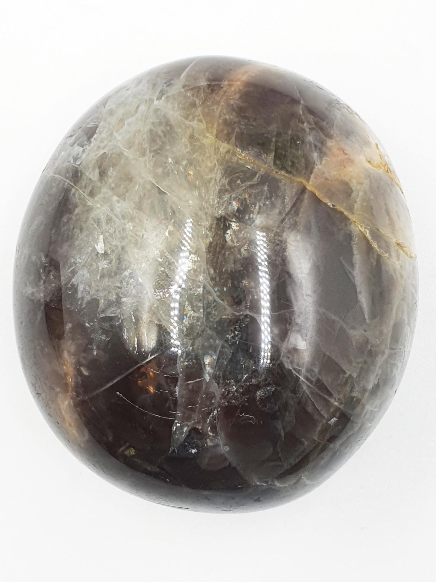 Flashy Black Moonstone Palm Stone - Intuition & New Beginnings Healing Crystal - 144g