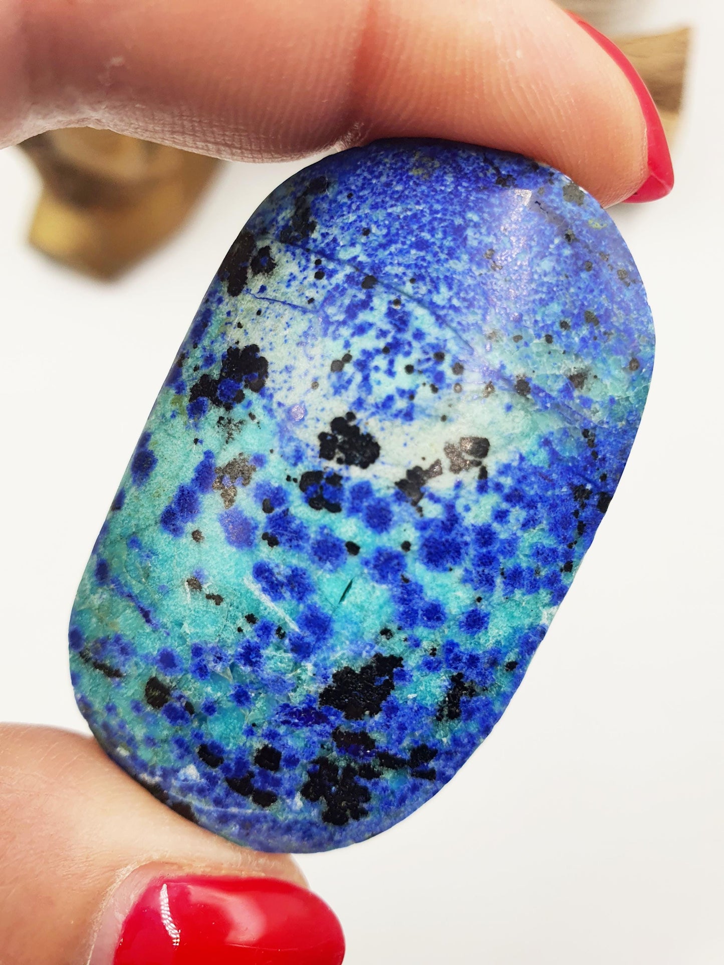 Rare Azurite Palm Stone - Intuition & Spiritual Insight Third Eye Chakra Crystal - 40g