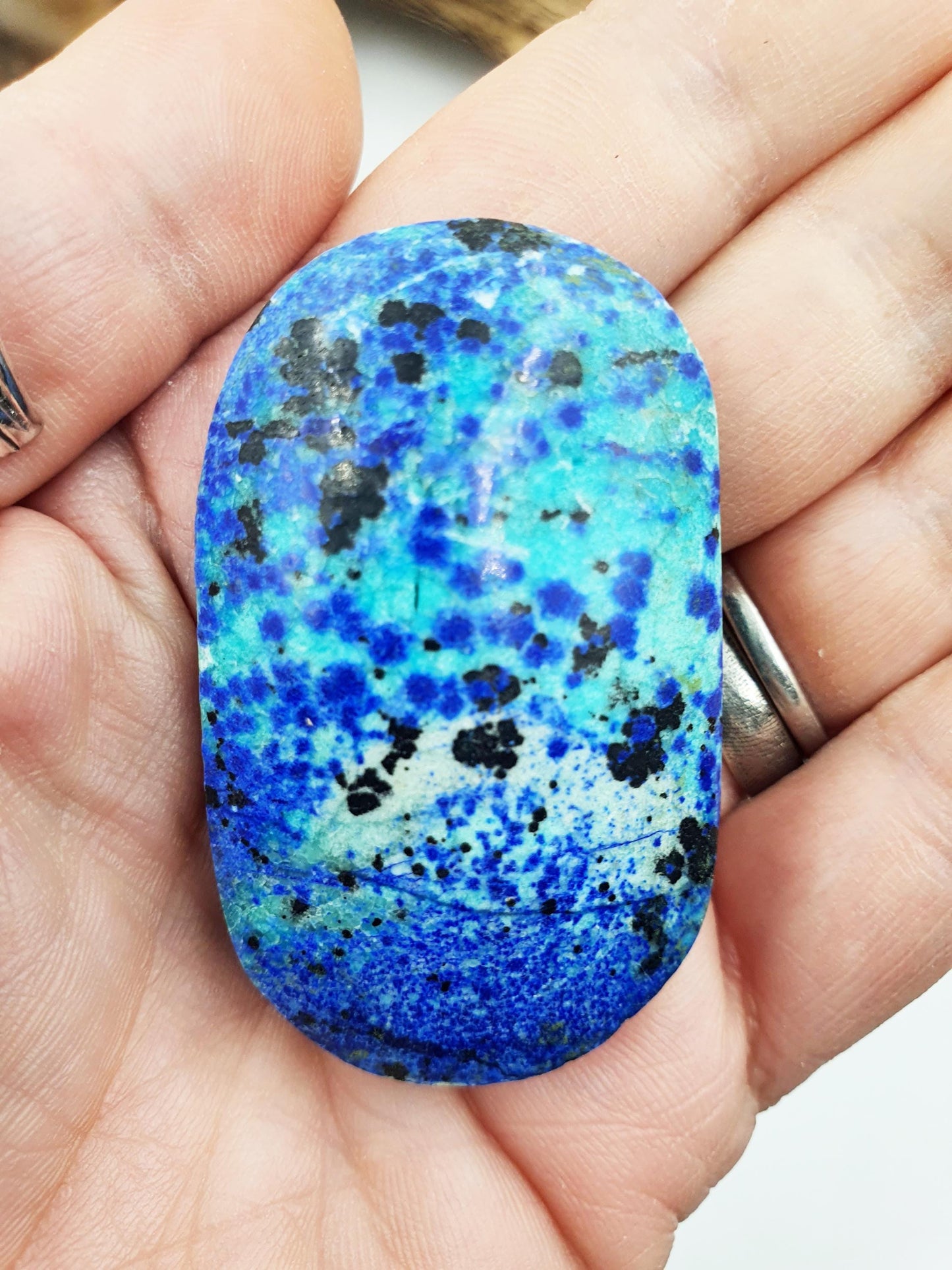 Rare Azurite Palm Stone - Intuition & Spiritual Insight Third Eye Chakra Crystal - 40g