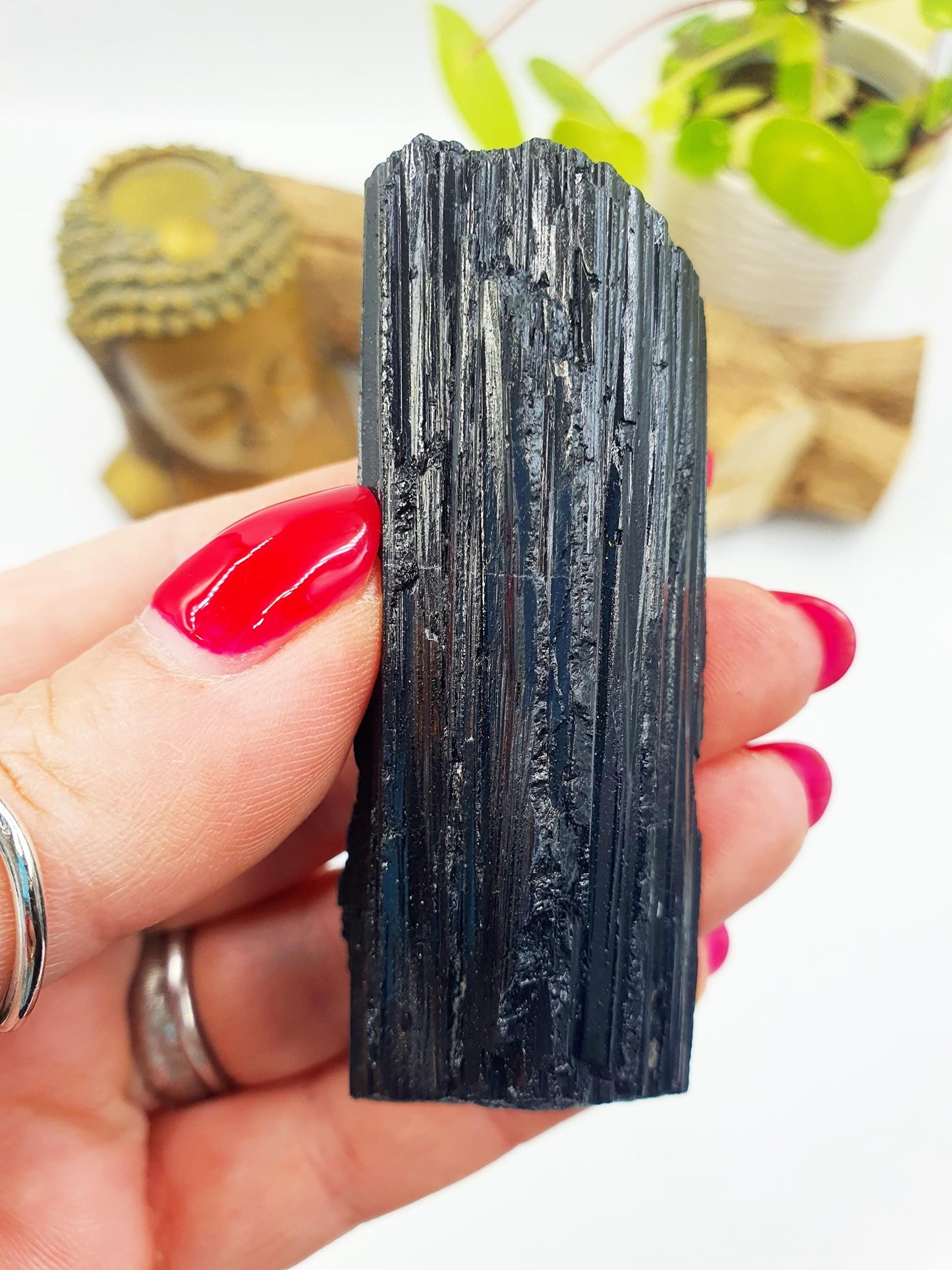 Flashy Raw Black Tourmaline Specimen - Natural Protection and Grounding Crystal - 90g