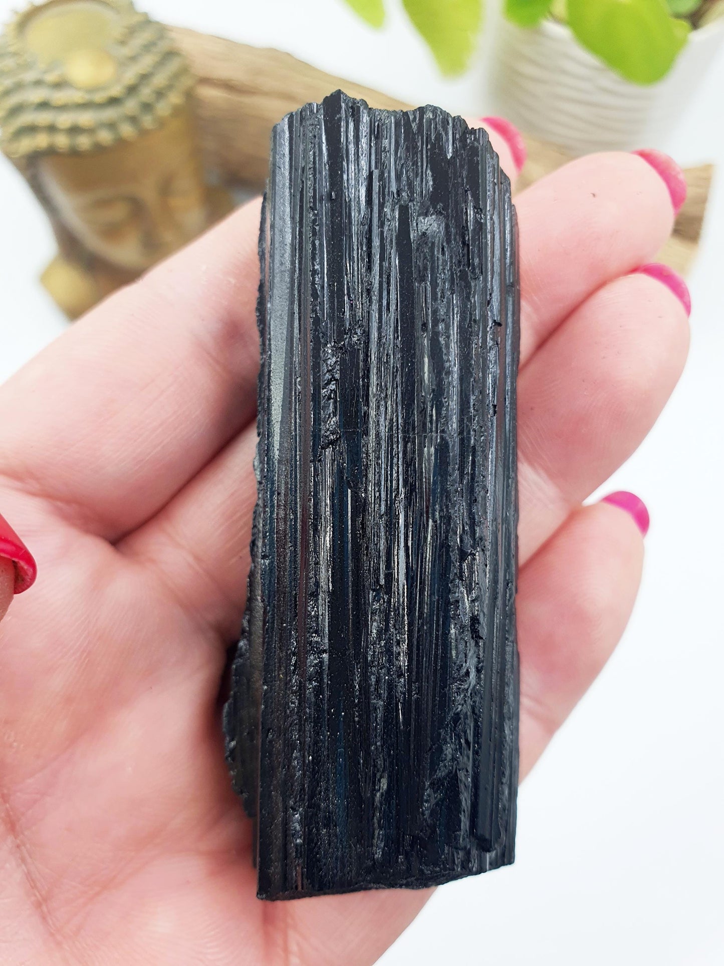 Flashy Raw Black Tourmaline Specimen - Natural Protection and Grounding Crystal - 90g