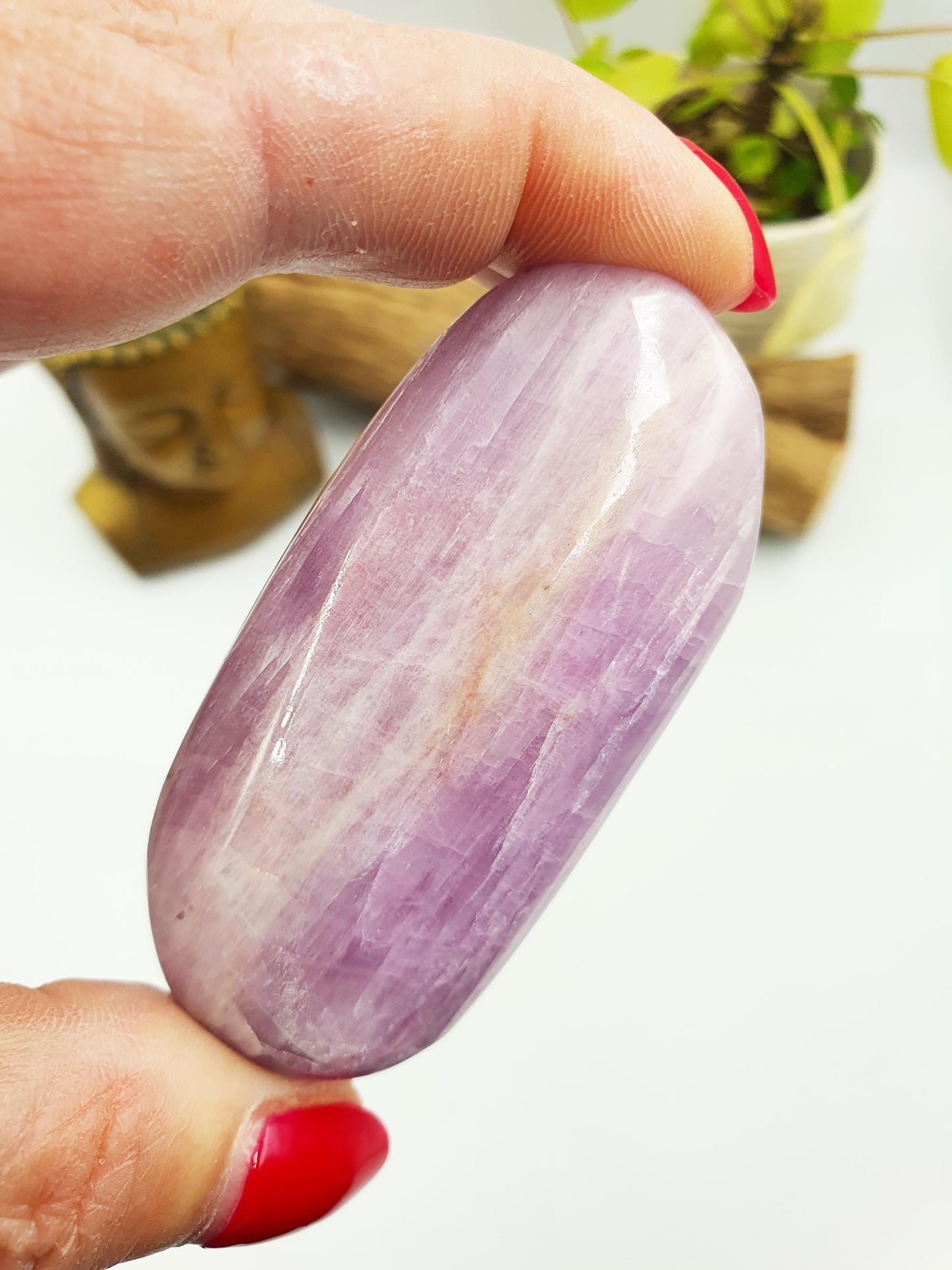 Kunzite Crystal Palm Stone - Heart Chakra & Emotional Healing Crystal - 100g