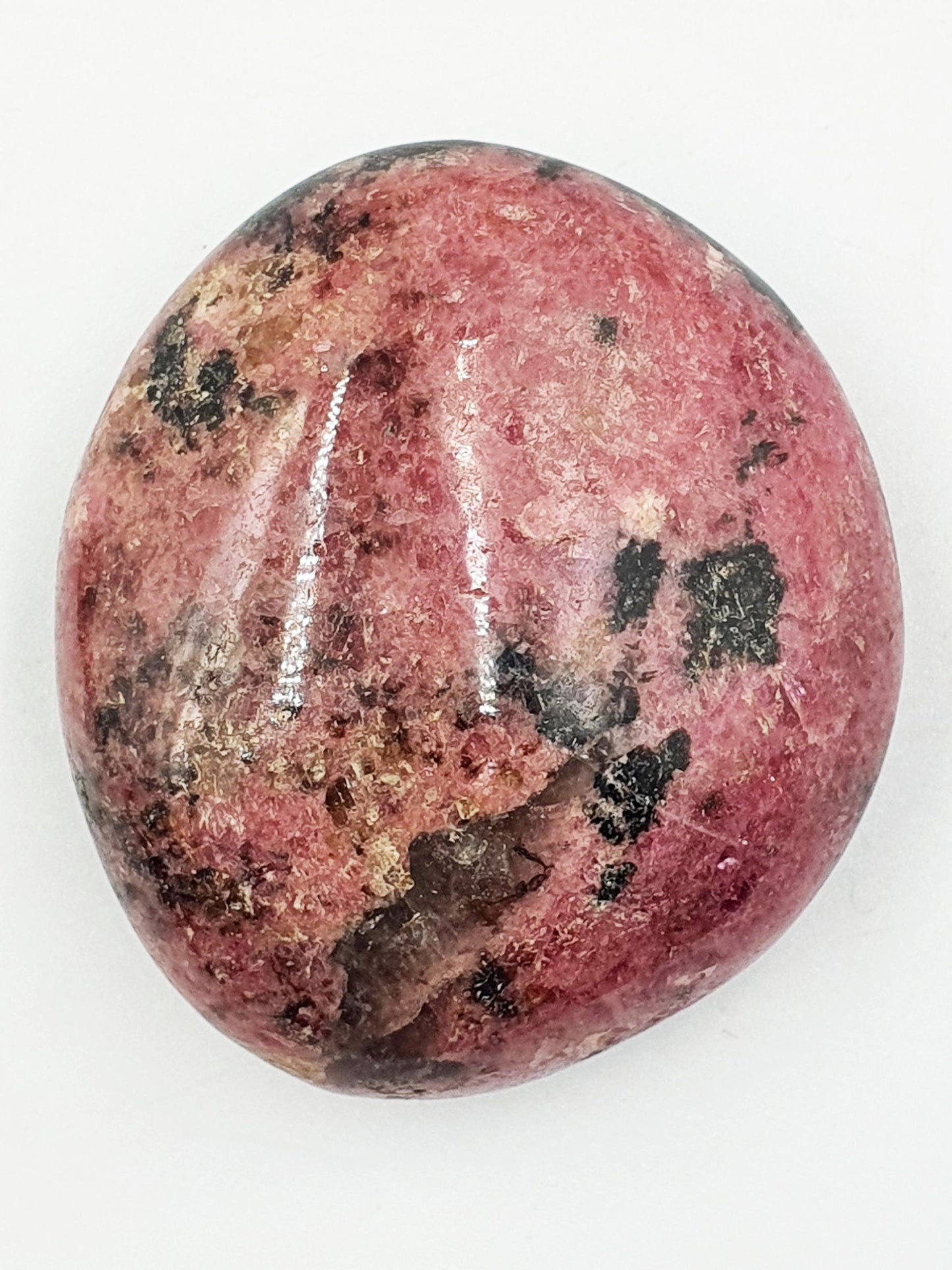 Flashy Rhodonite Palm Stone - Emotional Healing & Heart Chakra Crystal - 120g