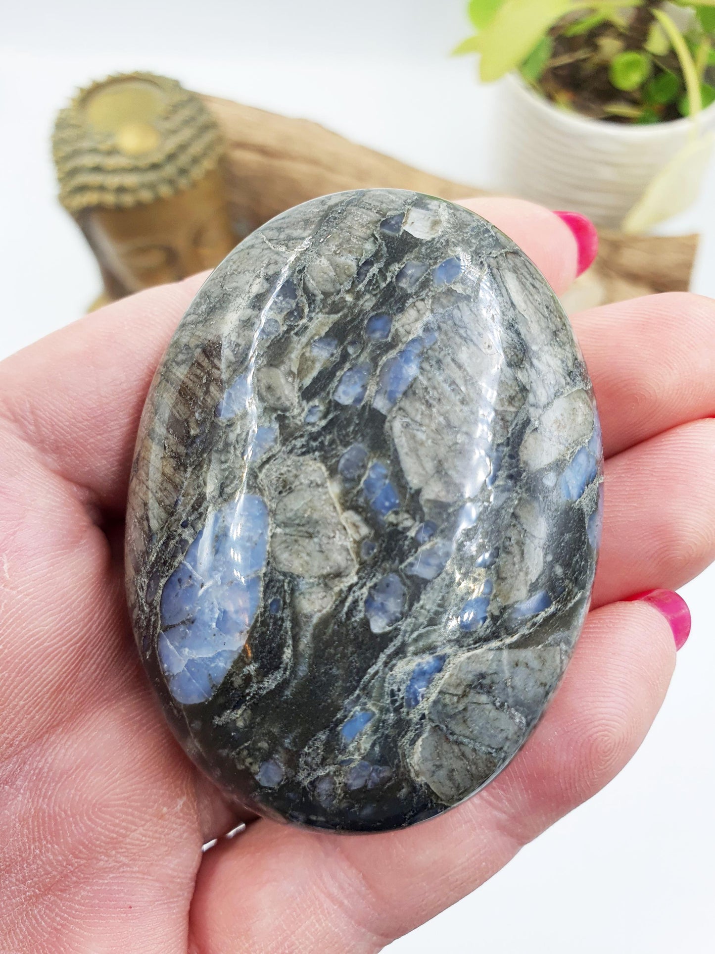 Que Sera (Llanite) Palm Stone - Uplifting & High Vibration Healing Crystal - 100g
