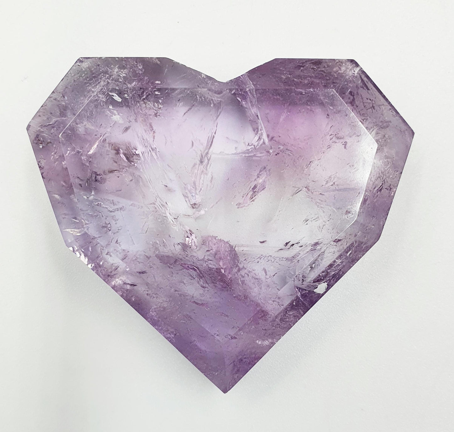 Faceted Amethyst Heart - Spiritual Protection & Intuition Healing Crystal Carving- 55g