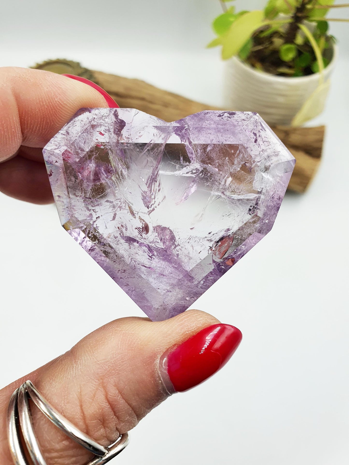 Faceted Amethyst Heart - Spiritual Protection & Intuition Healing Crystal Carving- 55g