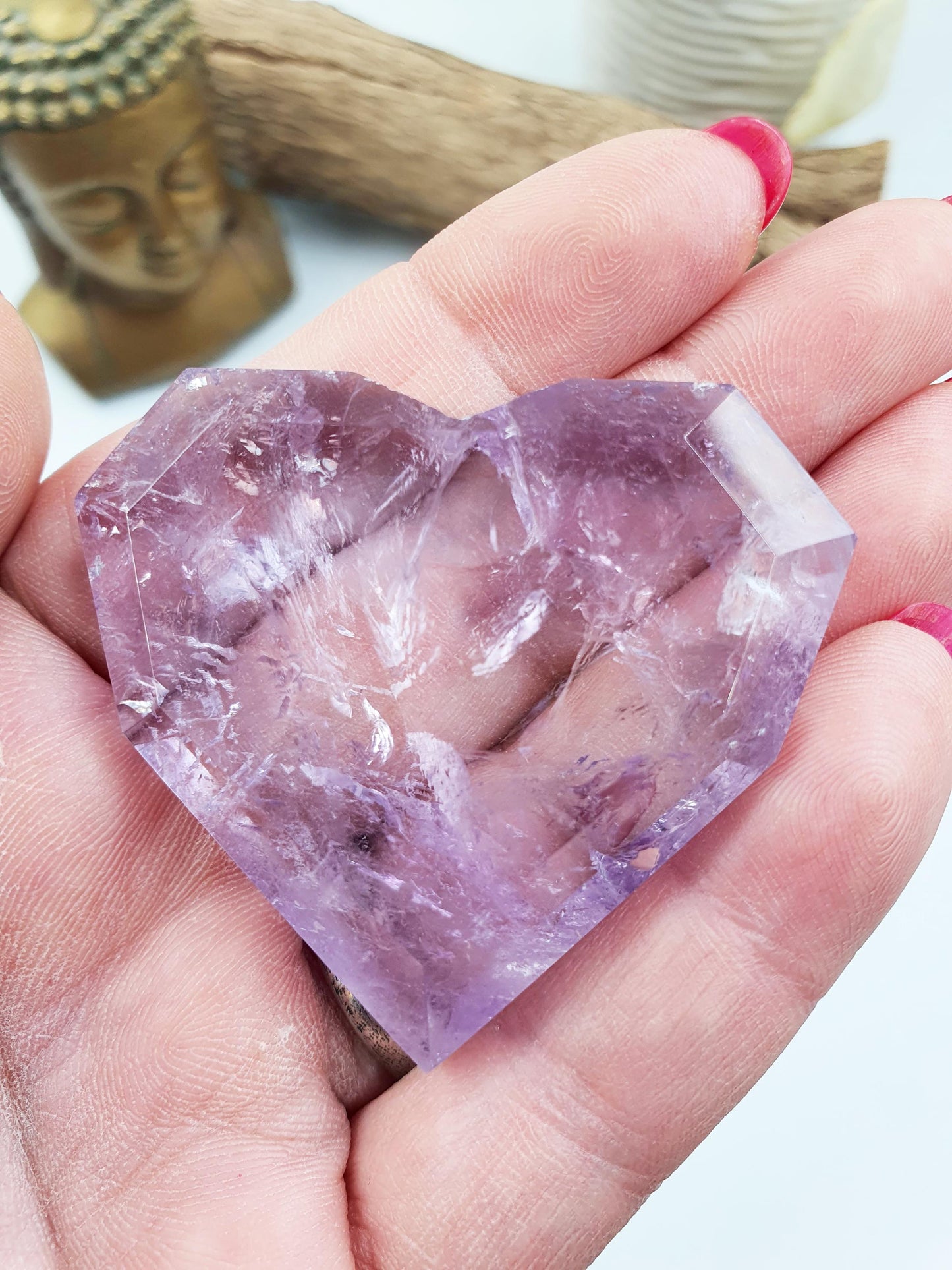 Faceted Amethyst Heart - Spiritual Protection & Intuition Healing Crystal Carving- 55g