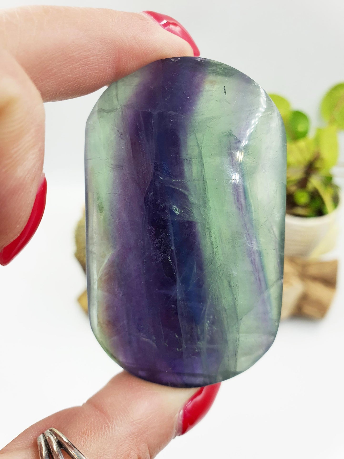 Fluorite Palm Stone - Focus and Clarity Healing Crystal - 160g