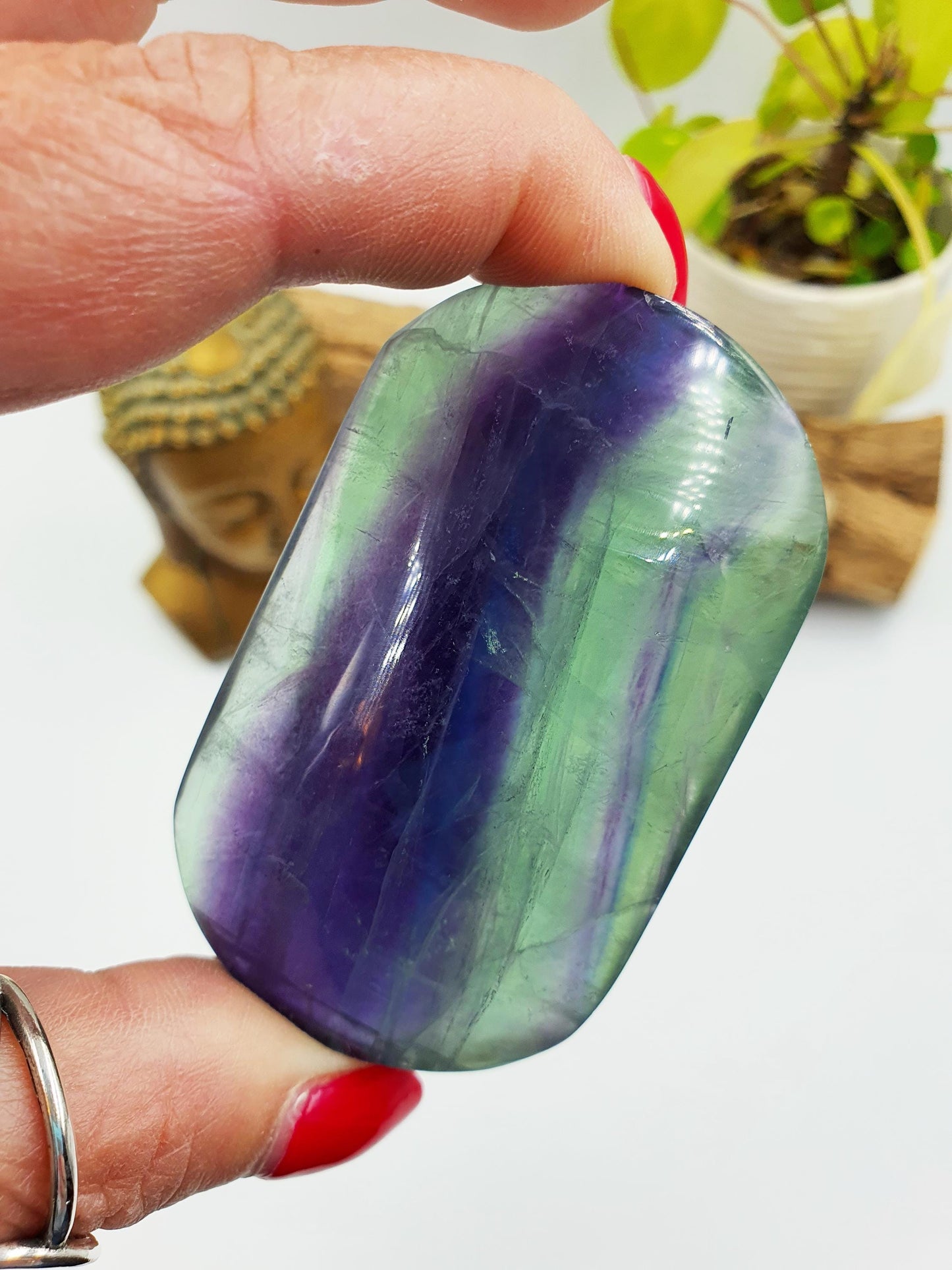 Fluorite Palm Stone - Focus and Clarity Healing Crystal - 160g