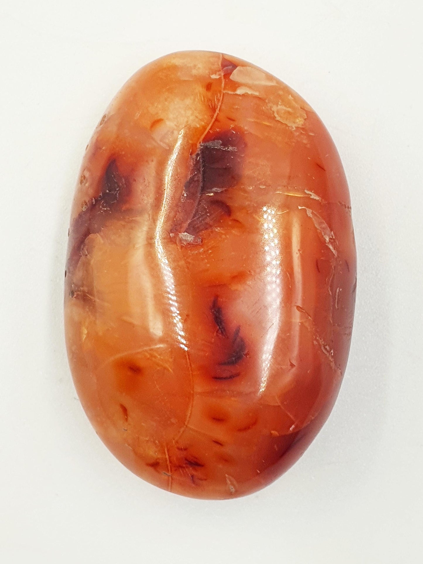 Carnelian Palm Stone - Vitality & Creative Healing Crystal - 55g