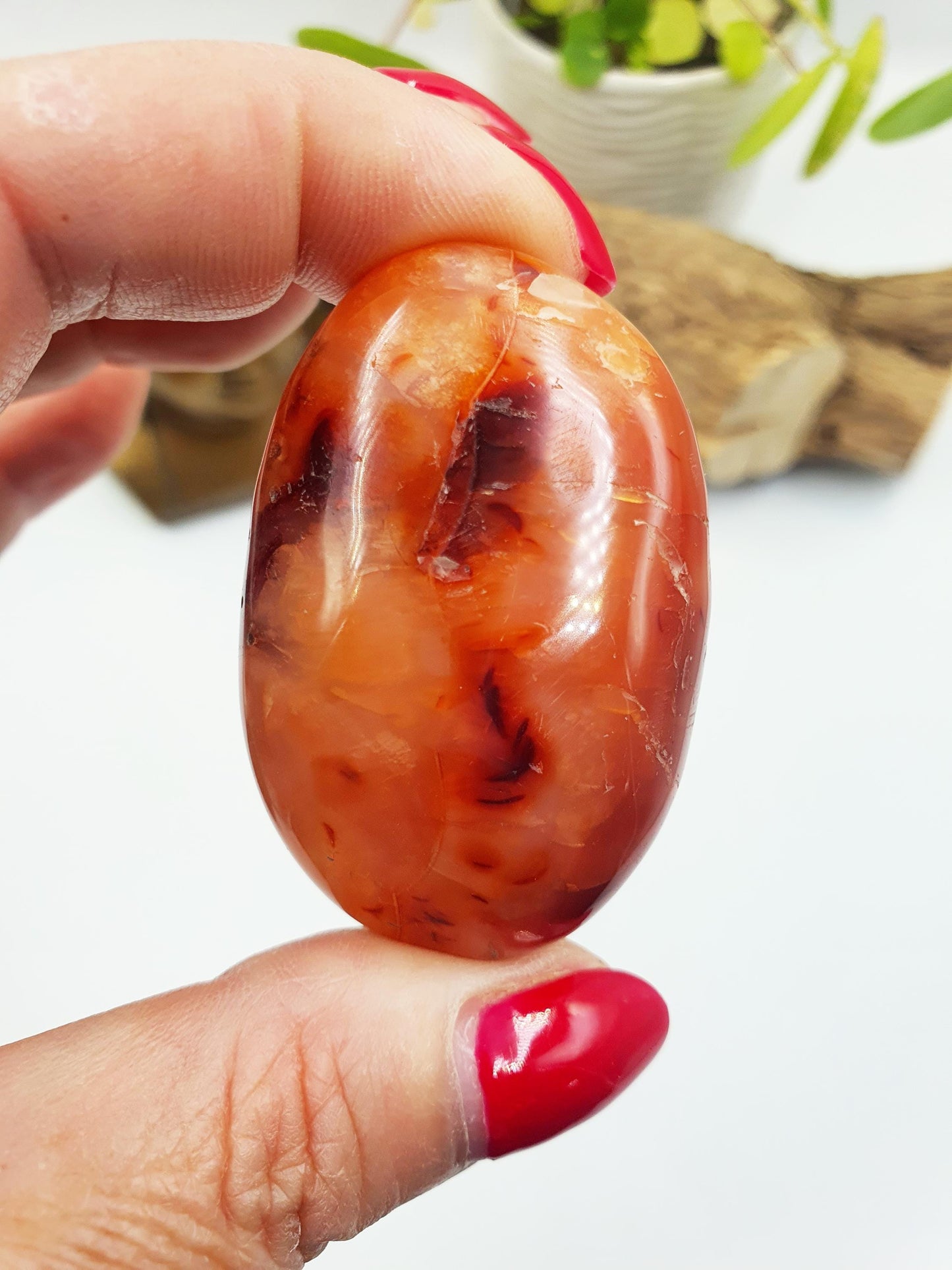 Carnelian Palm Stone - Vitality & Creative Healing Crystal - 55g