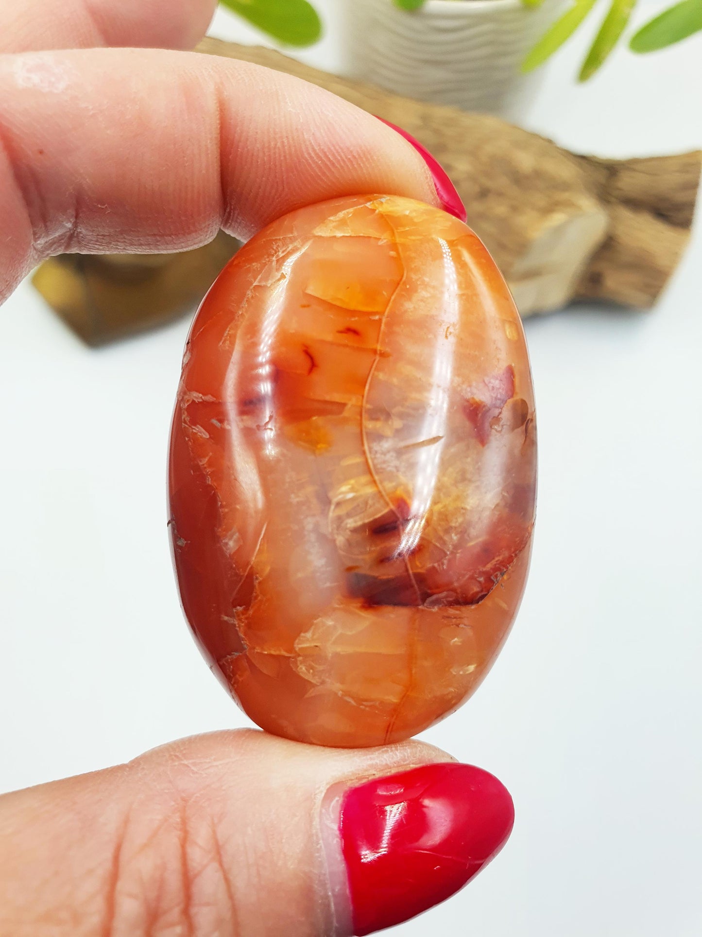 Carnelian Palm Stone - Vitality & Creative Healing Crystal - 55g