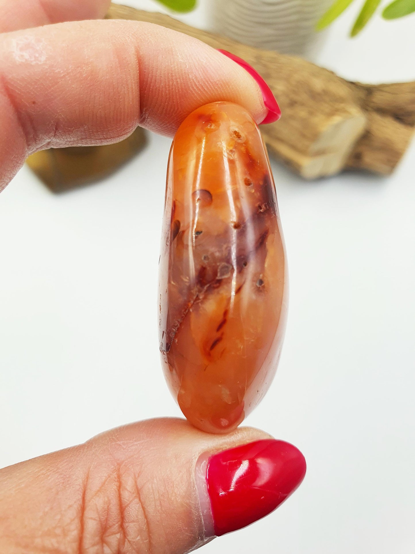 Carnelian Palm Stone - Vitality & Creative Healing Crystal - 55g