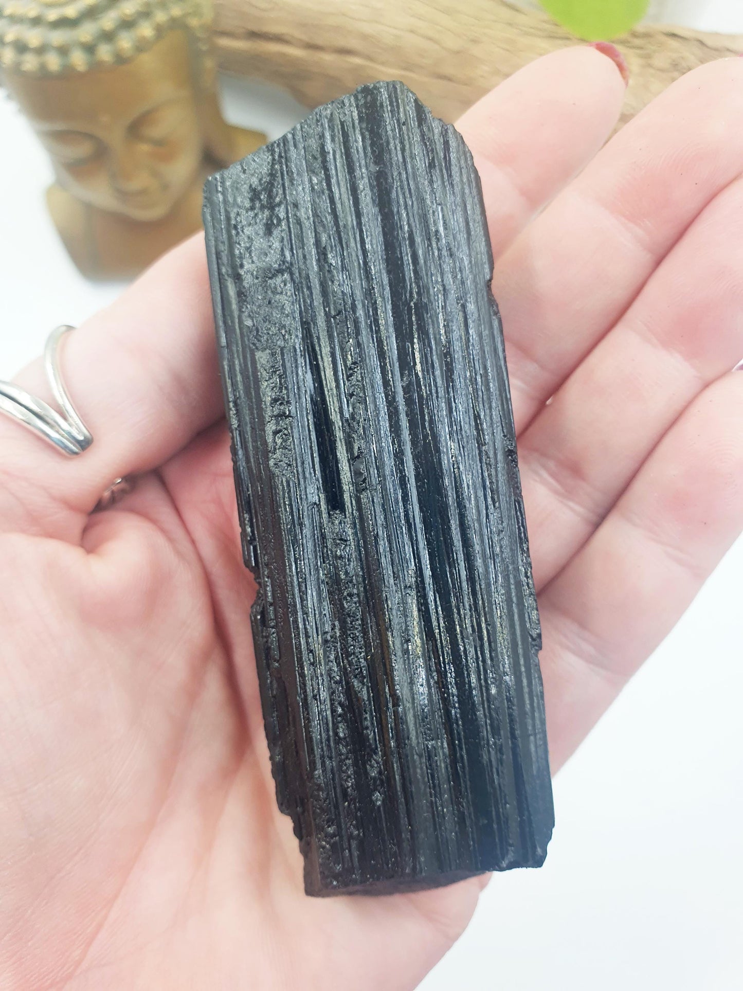Flashy Raw Black Tourmaline Specimen - Natural Protection and Grounding Crystal - 135g
