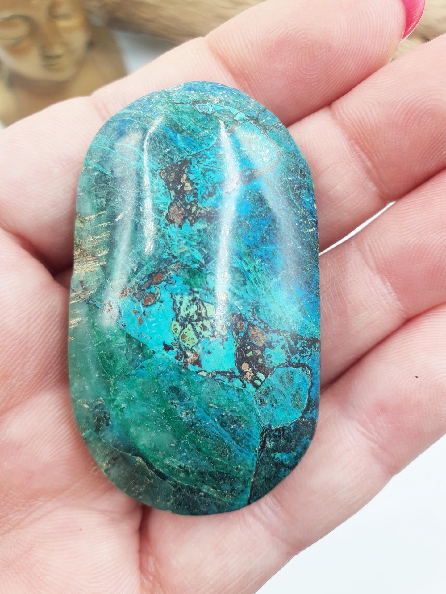 Phoenix Turquoise Palm Stone: Reiki and Meditation Crystal, 50g