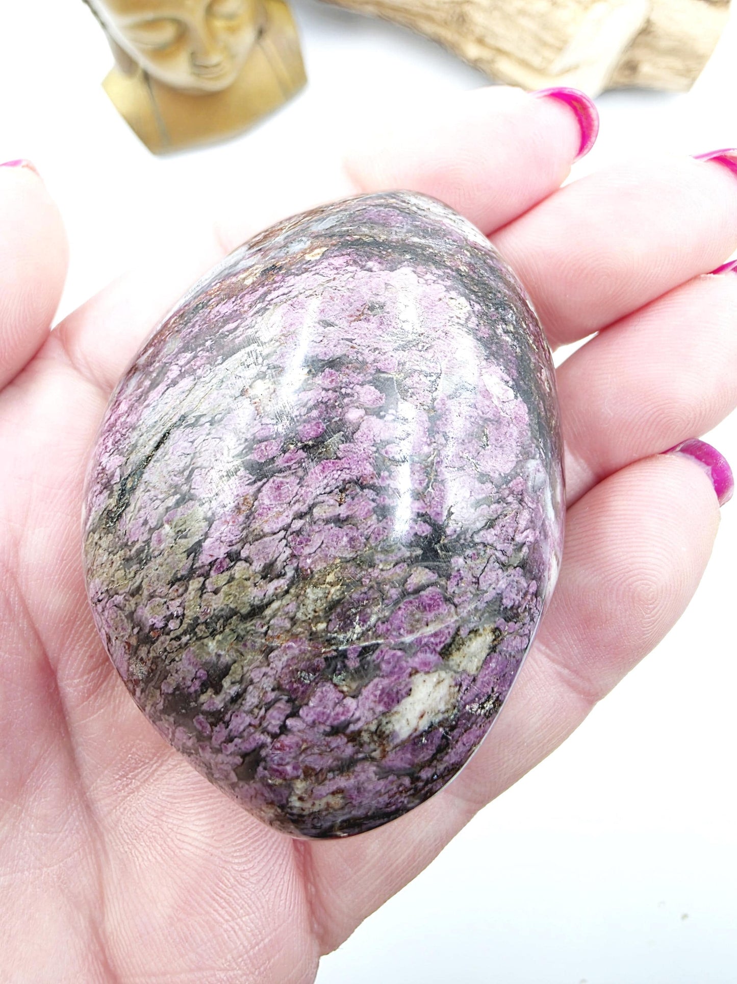 Plum Tourmaline Palm Stone – Love, Compassion & Emotional Healing Crystal, 135g