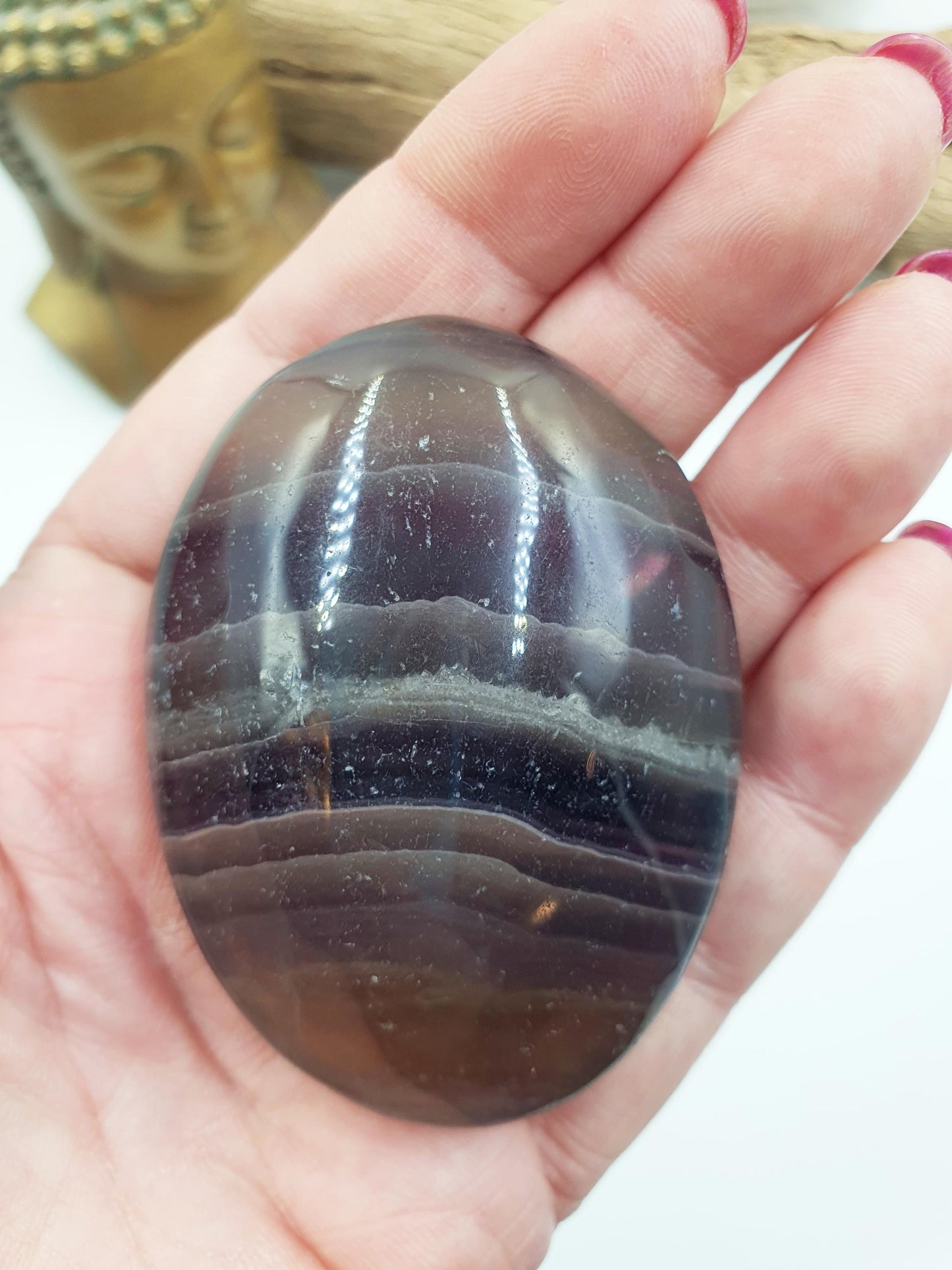 Large High Grade Rainbow Fluorite Palm Stone - Focus and Clarity Healing Crystal - 125g