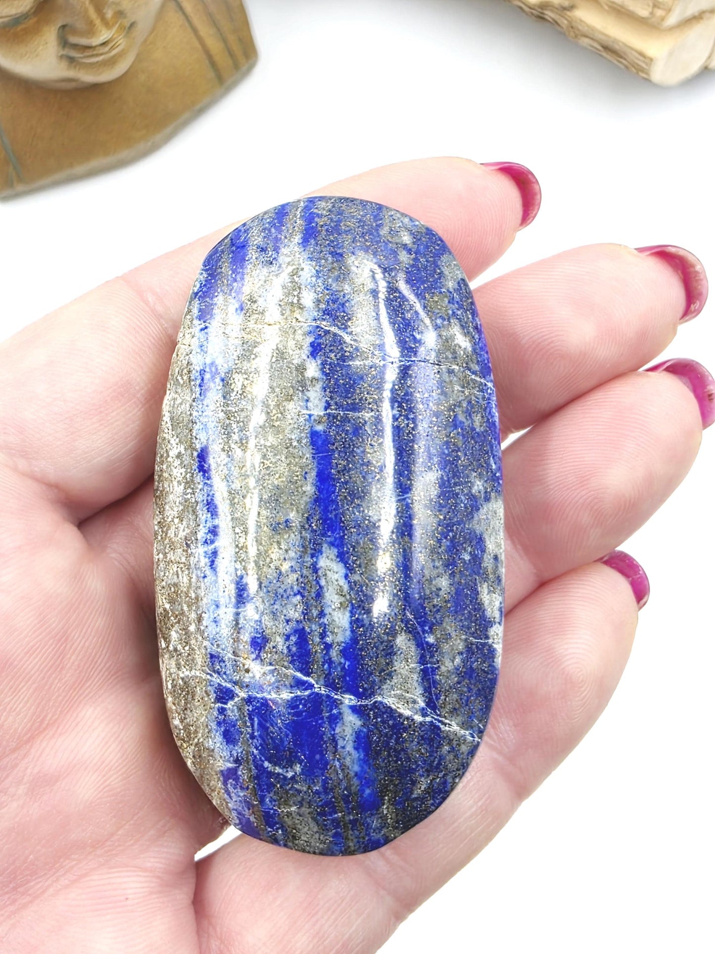 Lapis Lazuli Palm Stone - Wisdom & Truth Third Eye Chakra Crystal, 105g