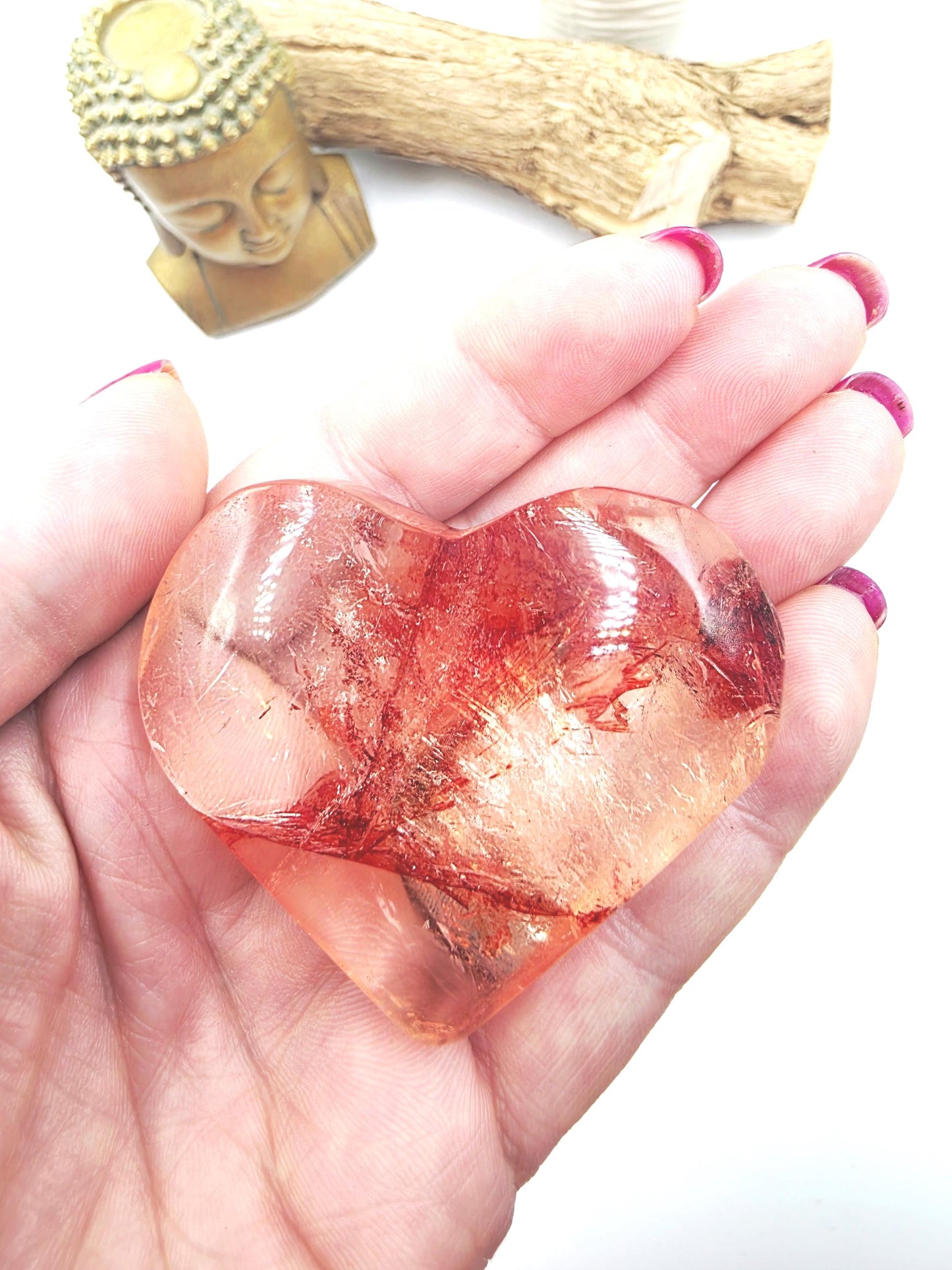 Madagascan Fire Quartz (Hematoid) Crystal Heart - Grounding, Vitality & Balance Healing Crystal Carving, 95g