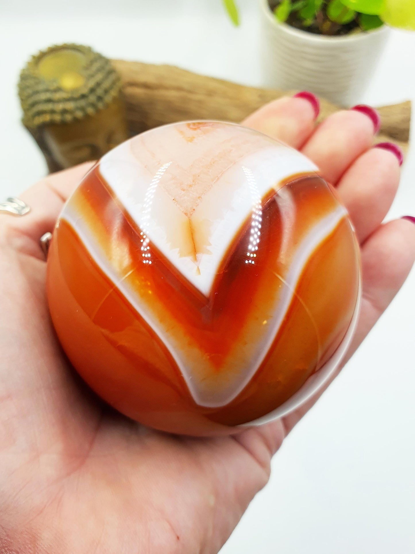 Carnelian Sphere – Courage, Creativity & Motivation Healing Crystal Ball, 69mm