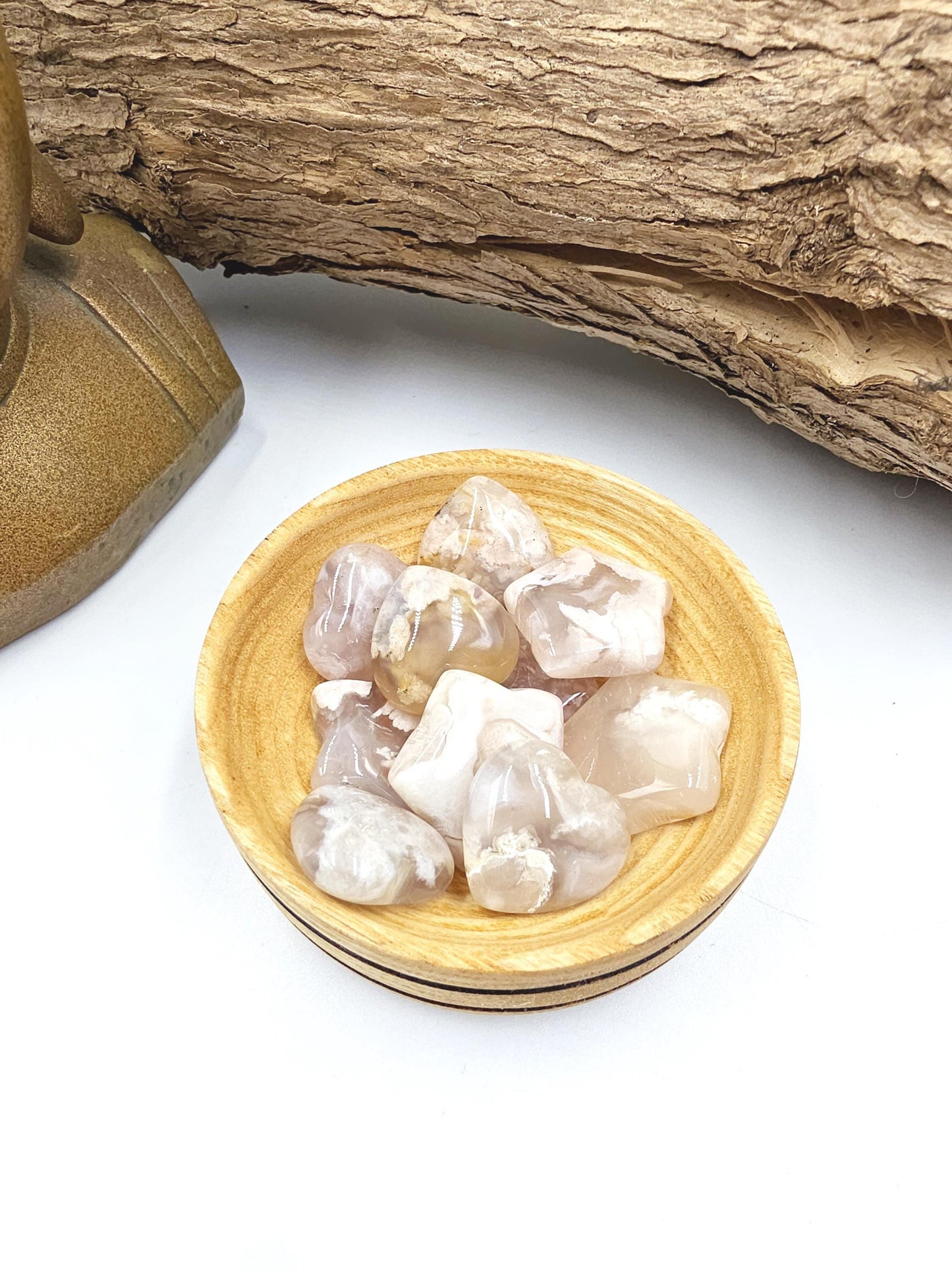 Mini Flower Agate (Sakura) Hearts and Stars – Growth, Confidence & Emotional Healing Crystal Carvings