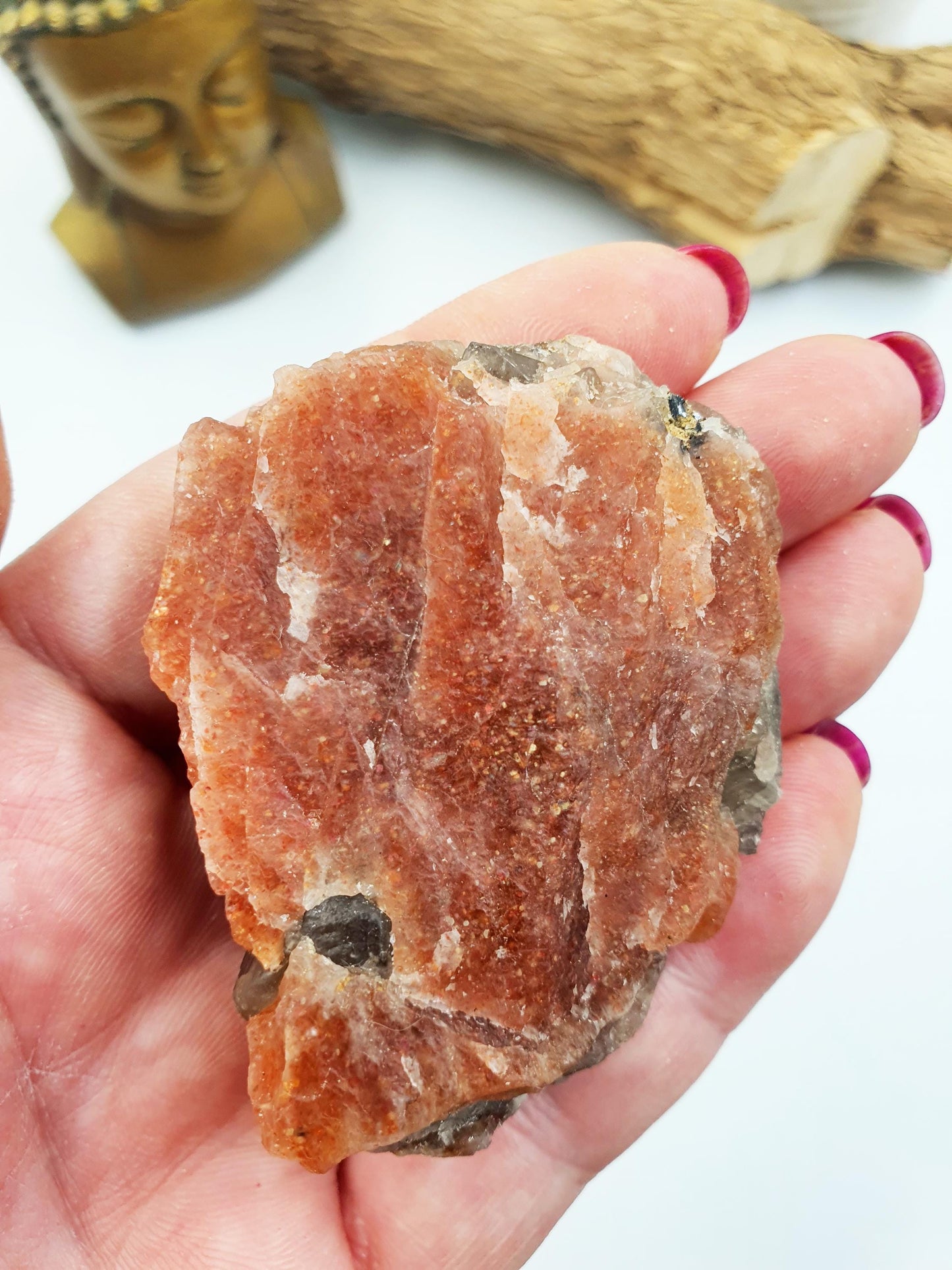 Sparkly Raw Sunstone Specimen – Joy, Confidence & Positive Energy Natural Crystal Piece, 95g