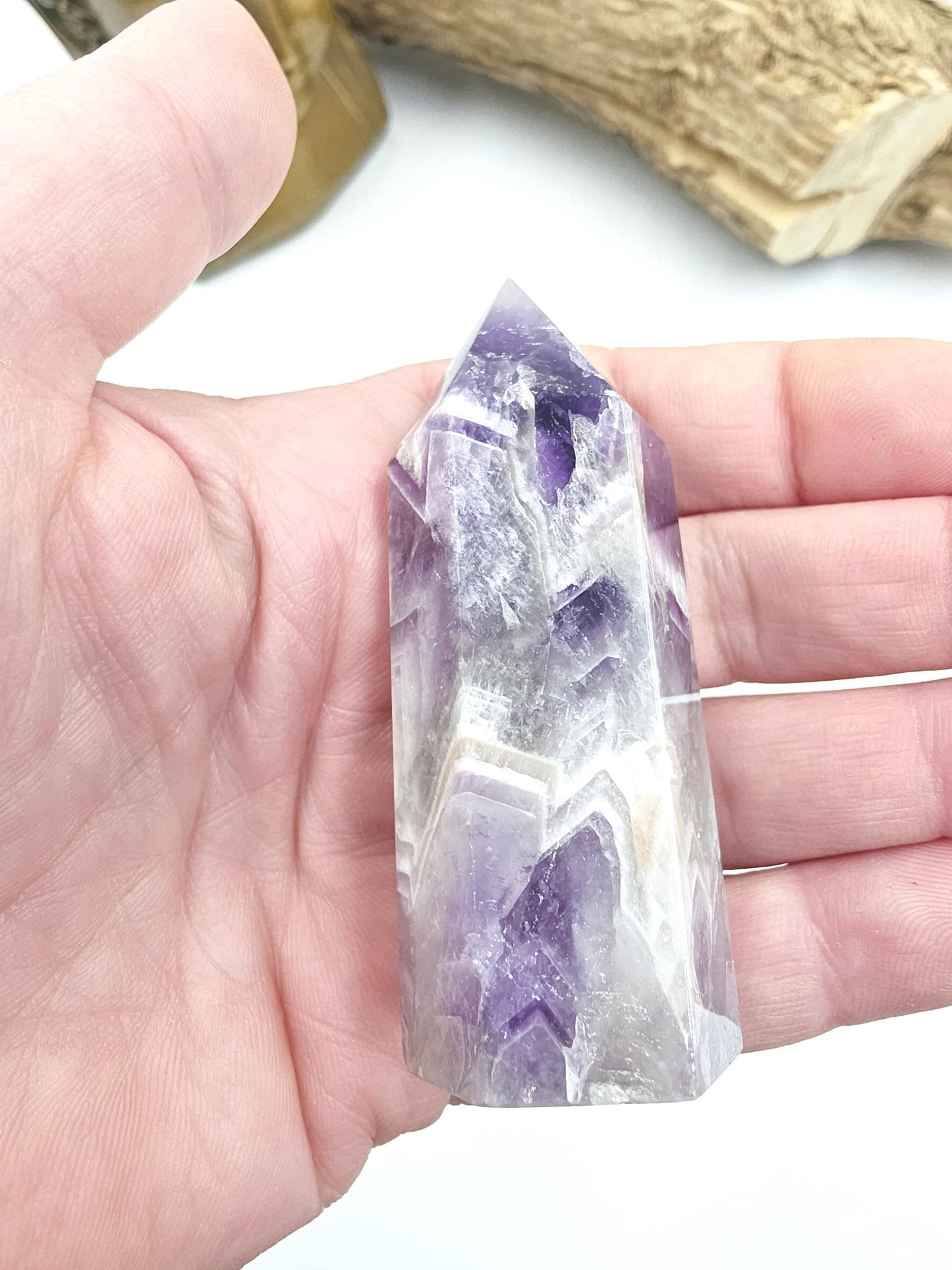 Dream Amethyst Crystal Point (Chevron Amethyst) – Intuition, Protection & Spiritual Clarity Healing Tower, 75g