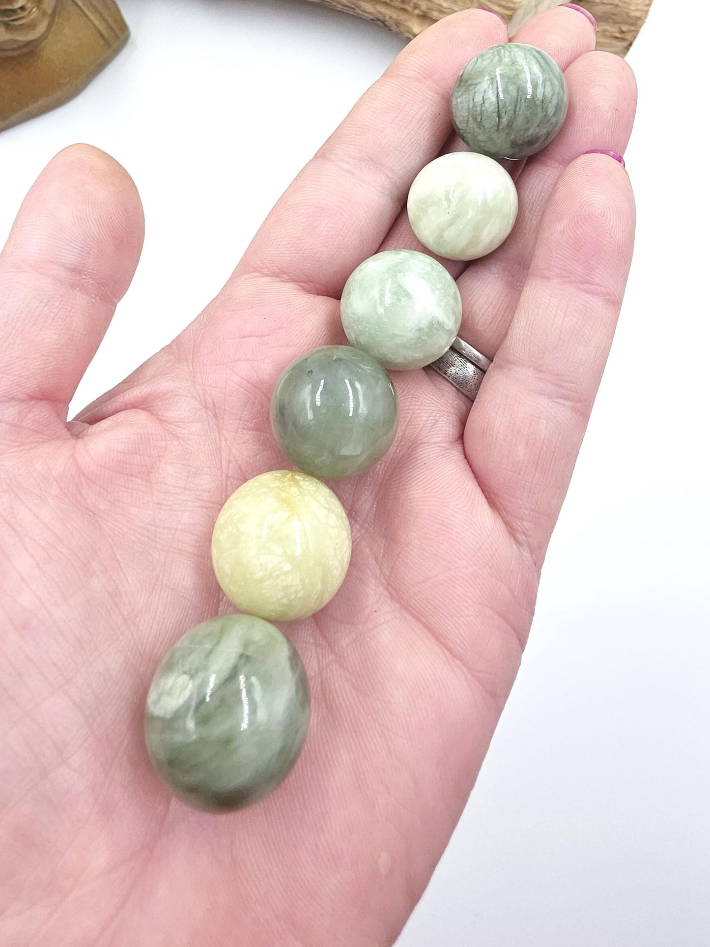 Jade Mini Crystal Sphere – Luck, Harmony & Prosperity Gemstone, approx 20mm