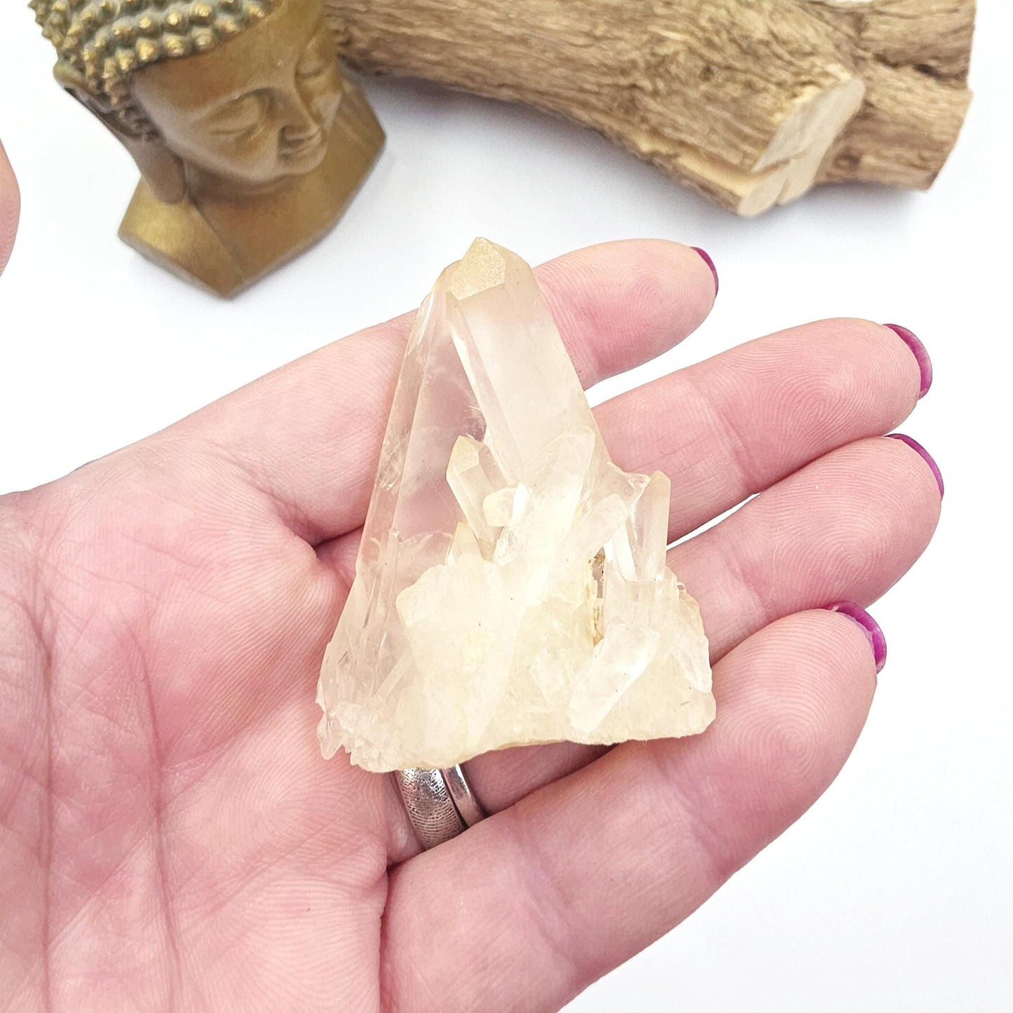 Mini Raw Clear Quartz Cluster – Amplification, Cleansing & High Vibration Healing Crystal, 35g