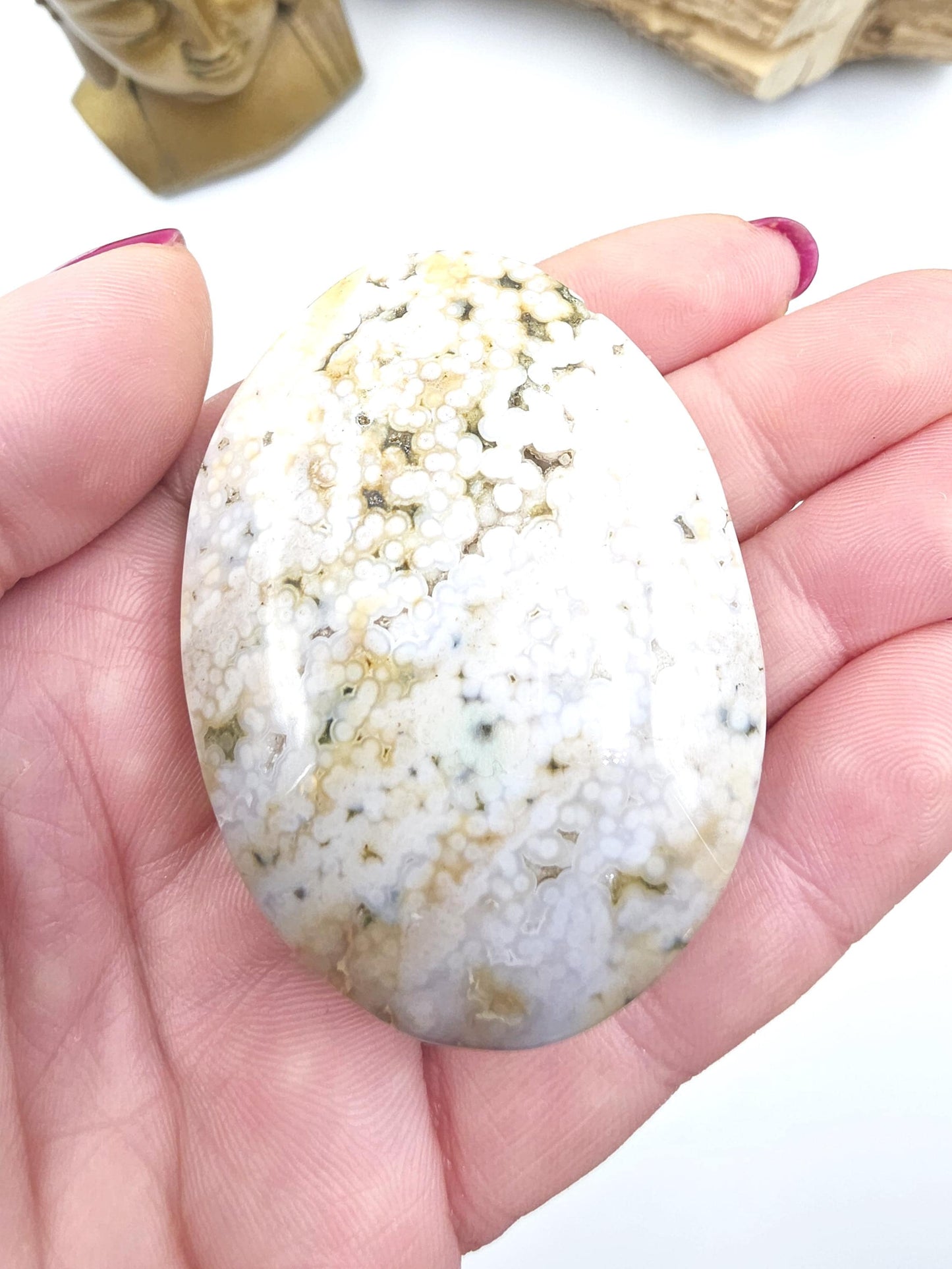 Orbicular Ocean Jasper Palm - Joy & Renewal Healing Crystal, 85g