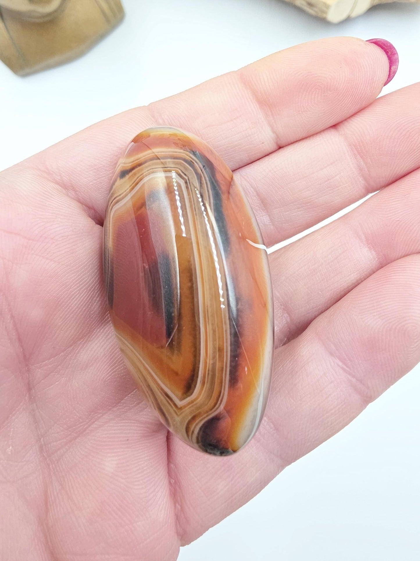 Sardonyx Palm Stone - Strength & Protection Healing, 45g