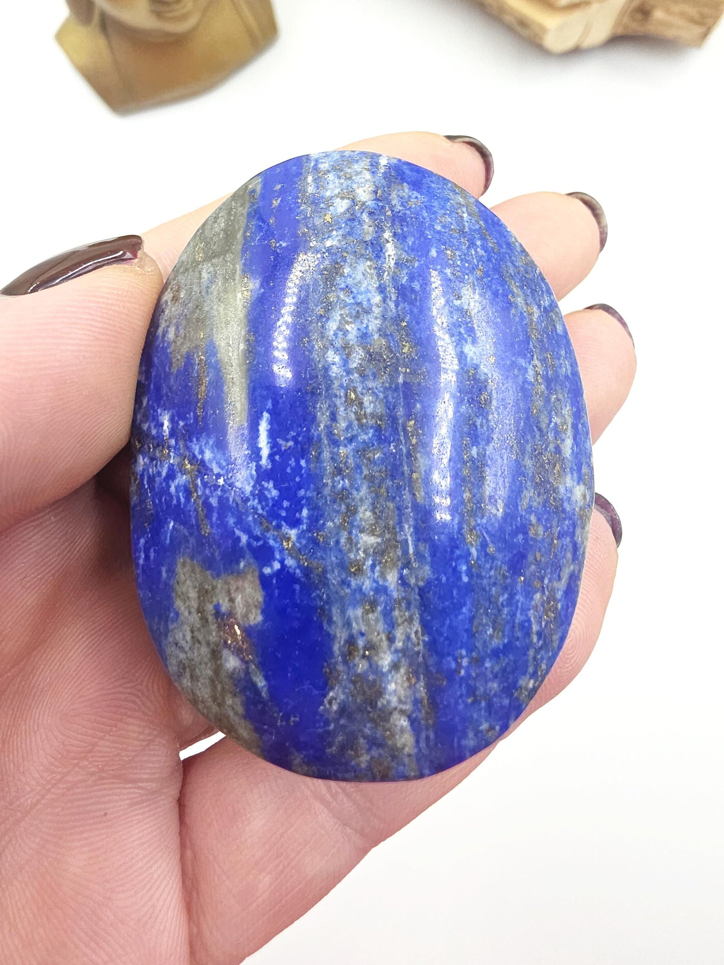 Large Lapis Lazuli Palm Stone - Meditation Reiki Crystal -125g