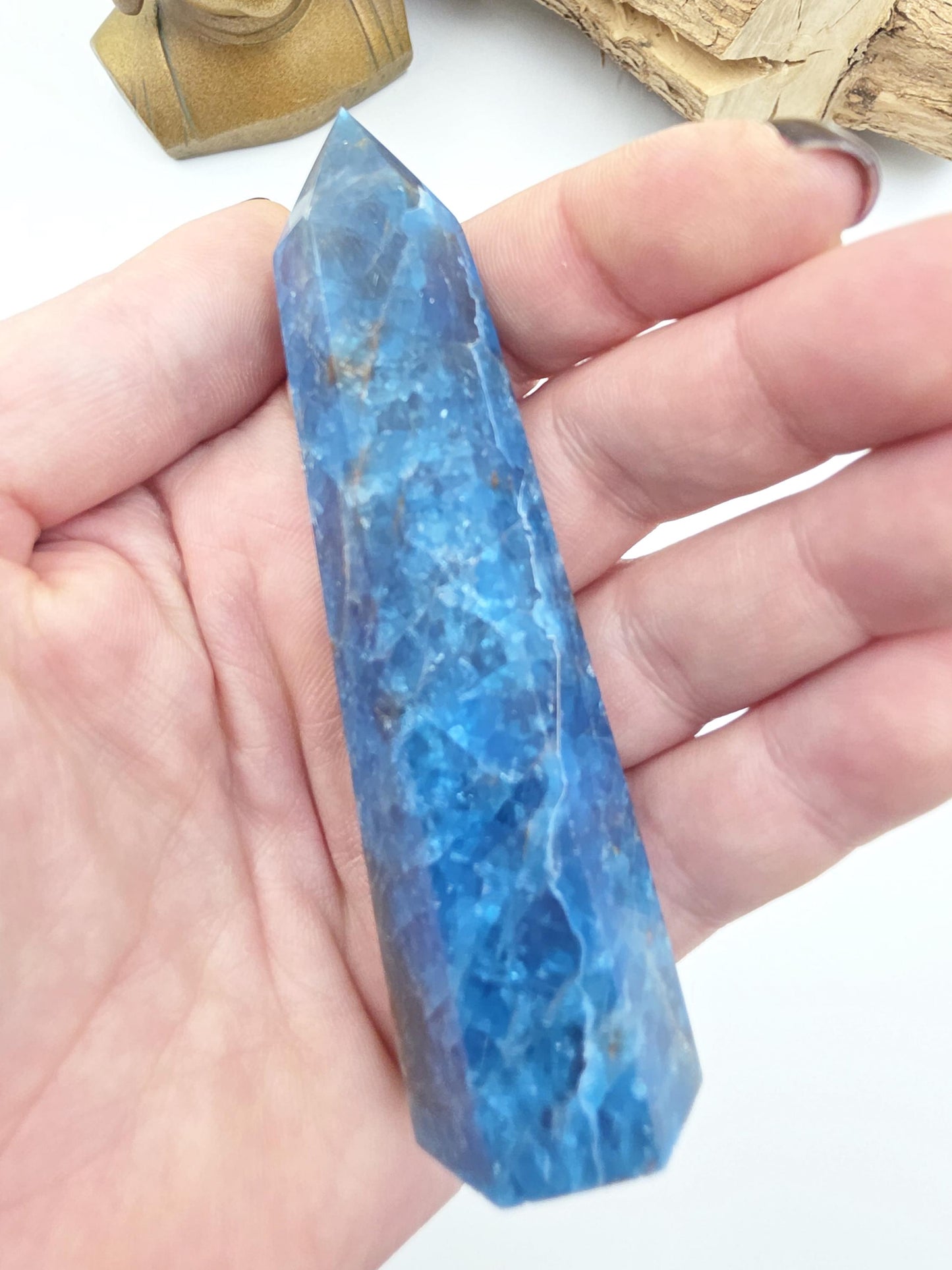 Blue Apatite Tower - Inspiration, Focus & Motivation Crystal Point, 100g