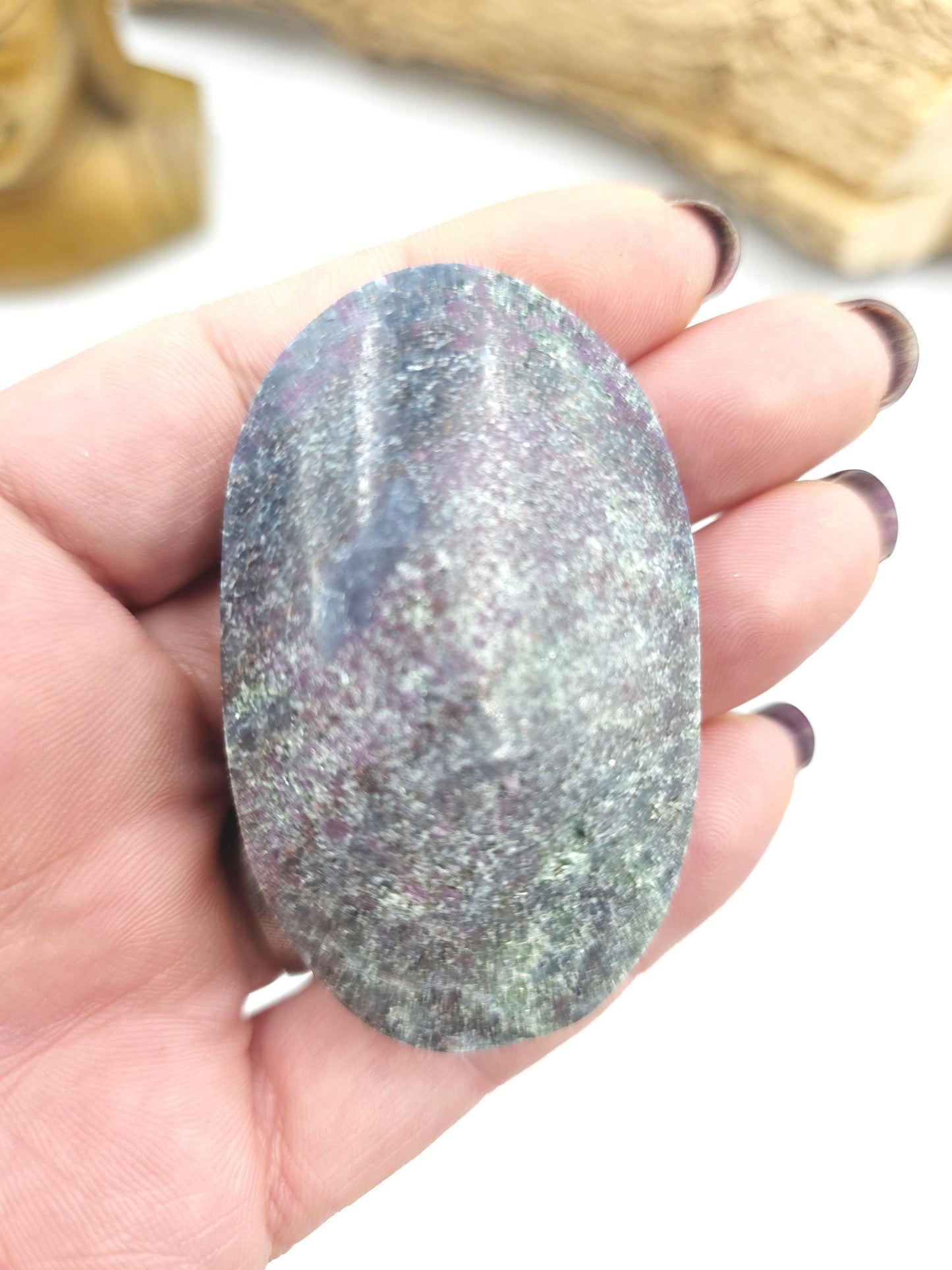 Ruby in Fuchsite Palm Stone (UV Reactive) – Heart Healing, Strength & Emotional Balance Crystal, 100g