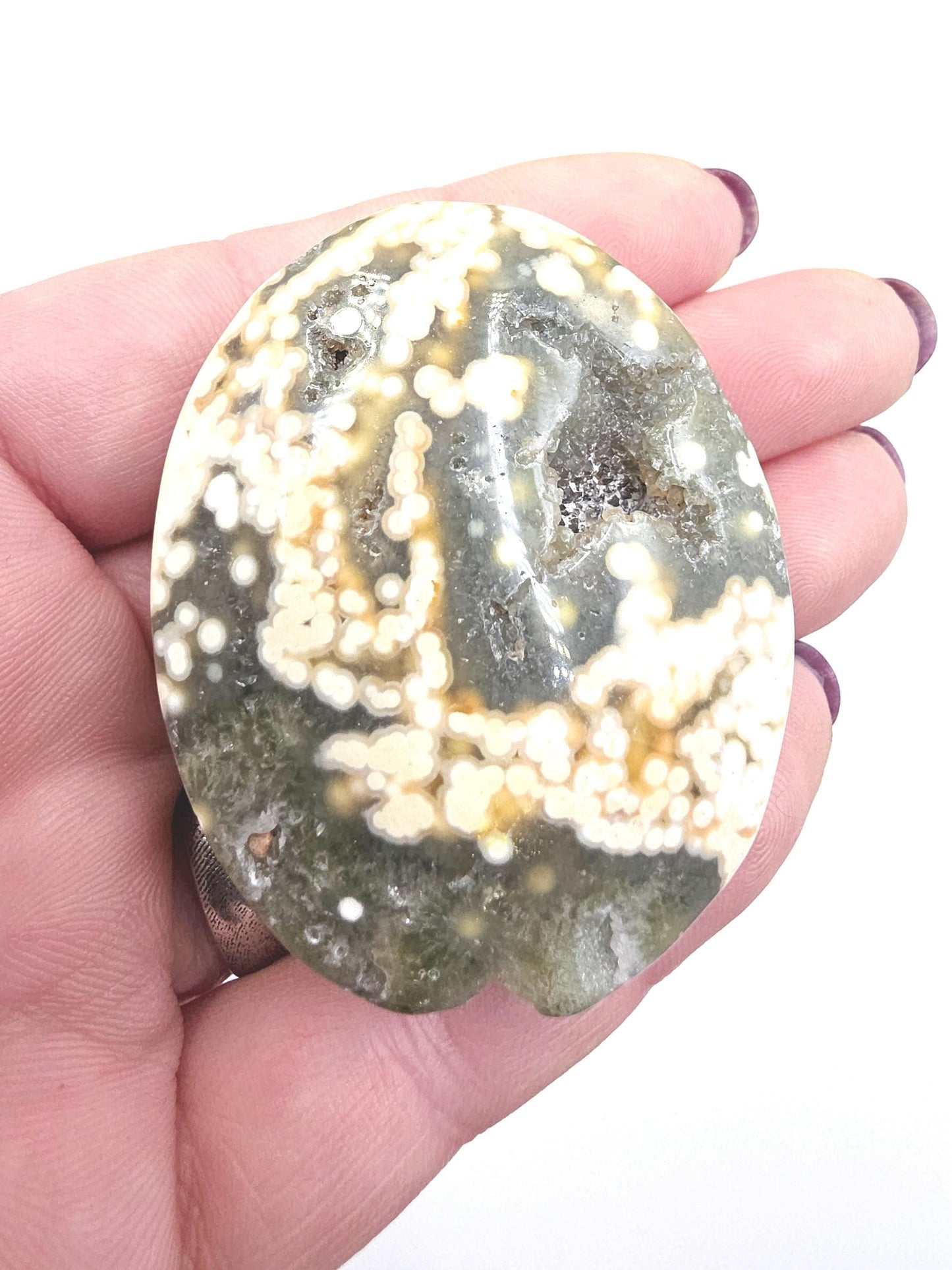 Orbicular Ocean Jasper Palm - Joy & Renewal Healing Crystal, 65g