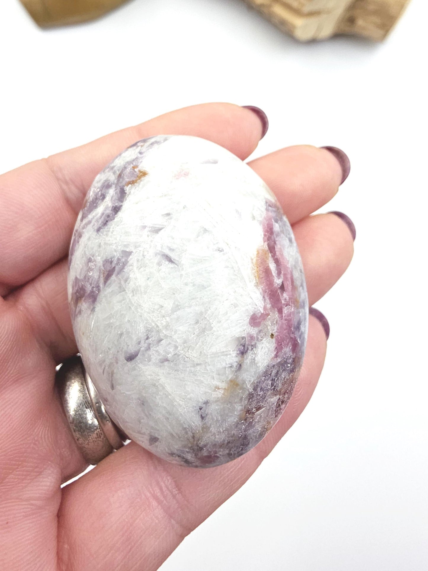 Sparkly Unicorn Stone Palm Stone (Pegmatite) – Calm, Comfort & Emotional Healing Crystal, 90g