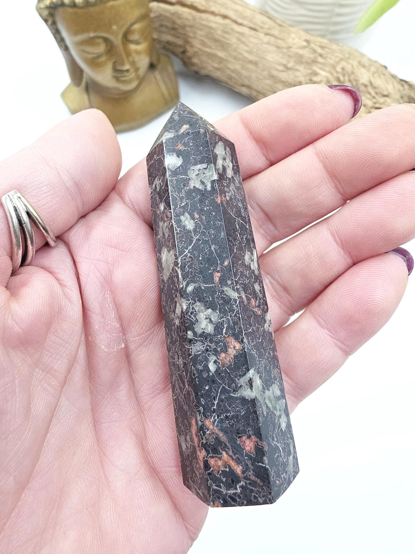 Plum Jade Tower – Emotional Balance, Calm Strength & Heart Healing Crystal Point, 8.5cm