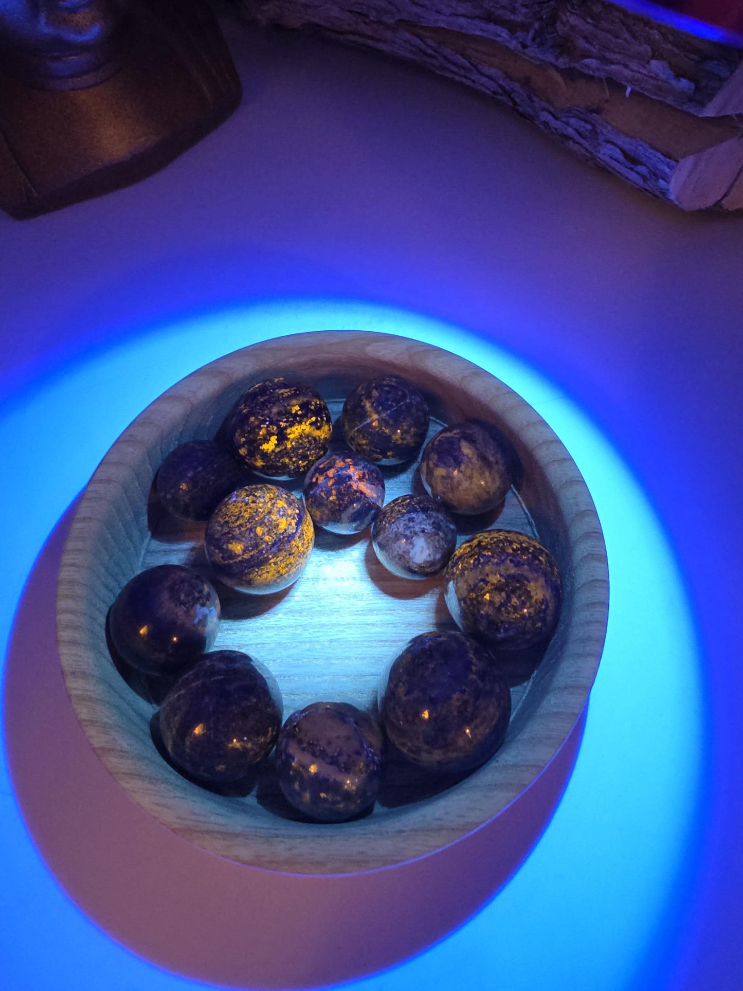 UV Reactive Lapis Lazuli Mini Spheres – Wisdom, Truth & Intuition Crystal Ball, 18-25+mm