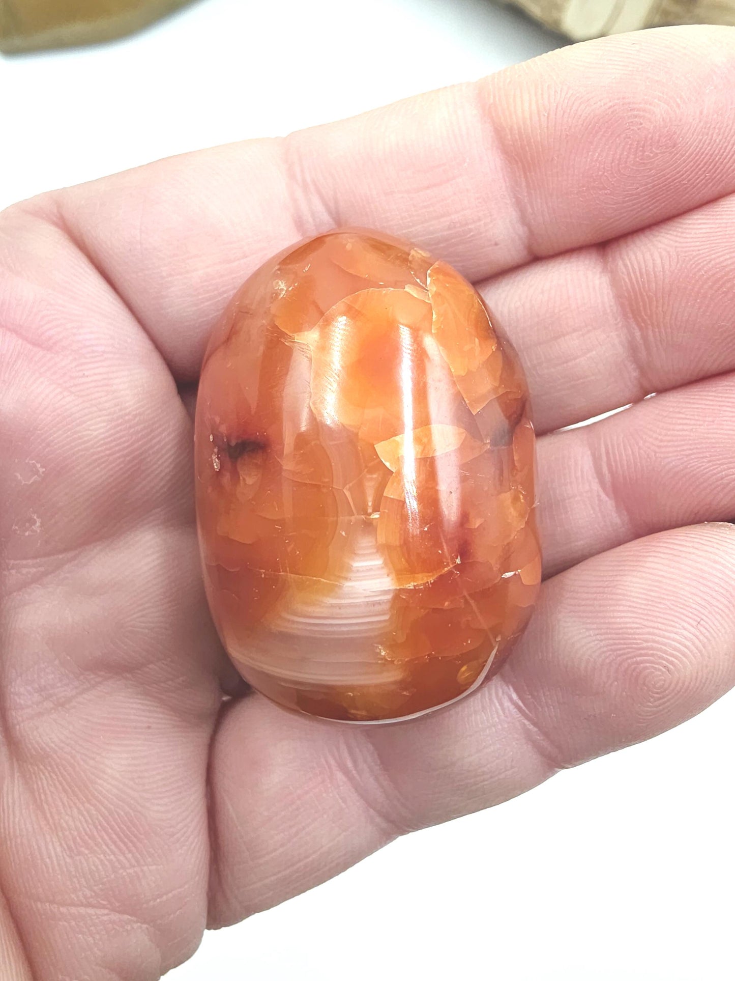 Carnelian Palm Stone - Vitality & Creative Healing Crystal - 45g